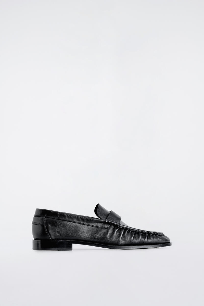 Ruched Leather Loafers