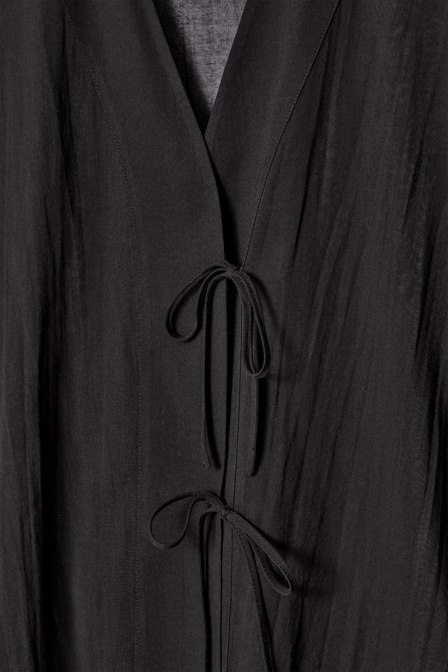 CRINKLED TIE-FRONT BEACH SHIRT - BLACK/WHITE - 5