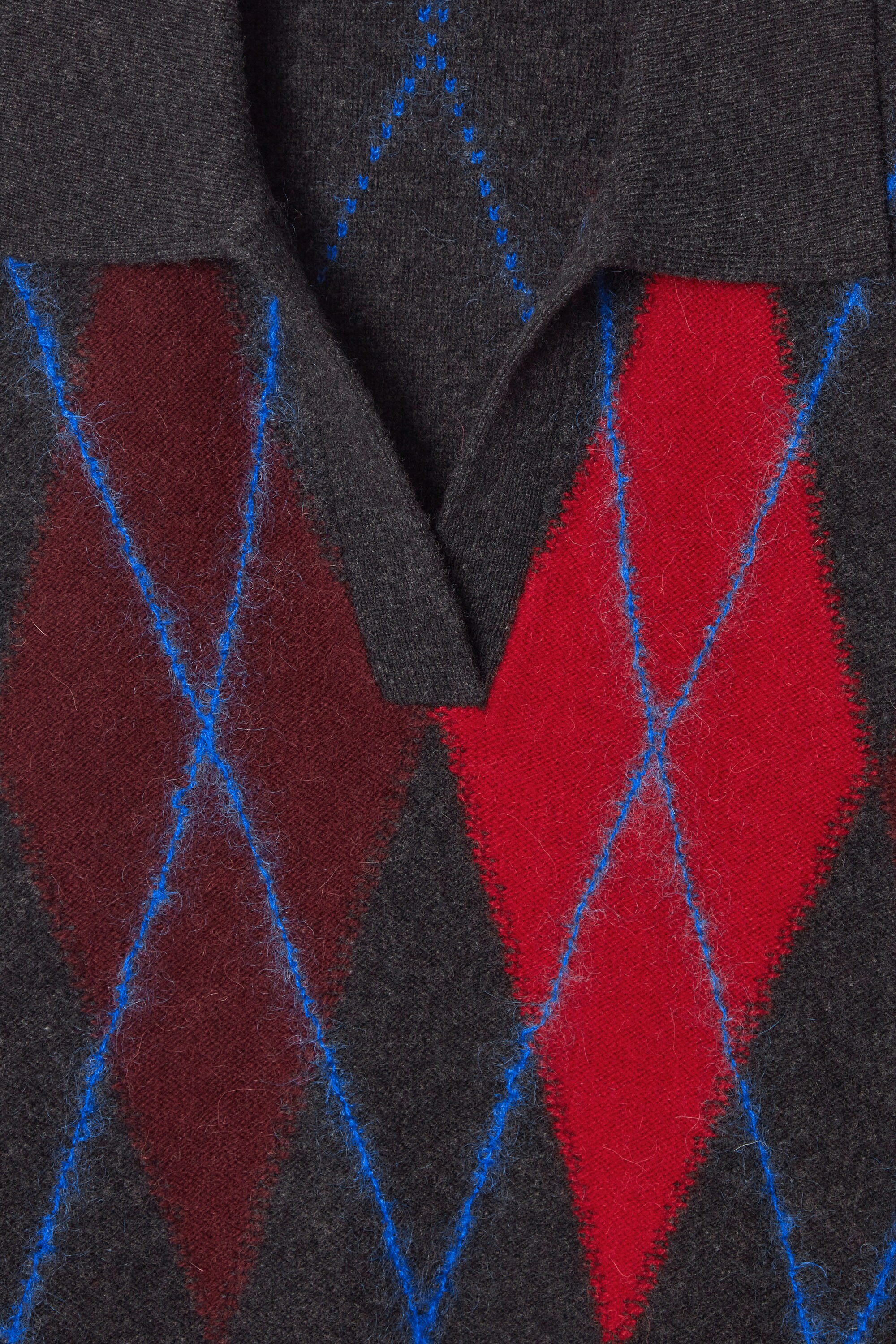 ARGYLE WOOL POLO SWEATER - RED / ARGYLE | COS