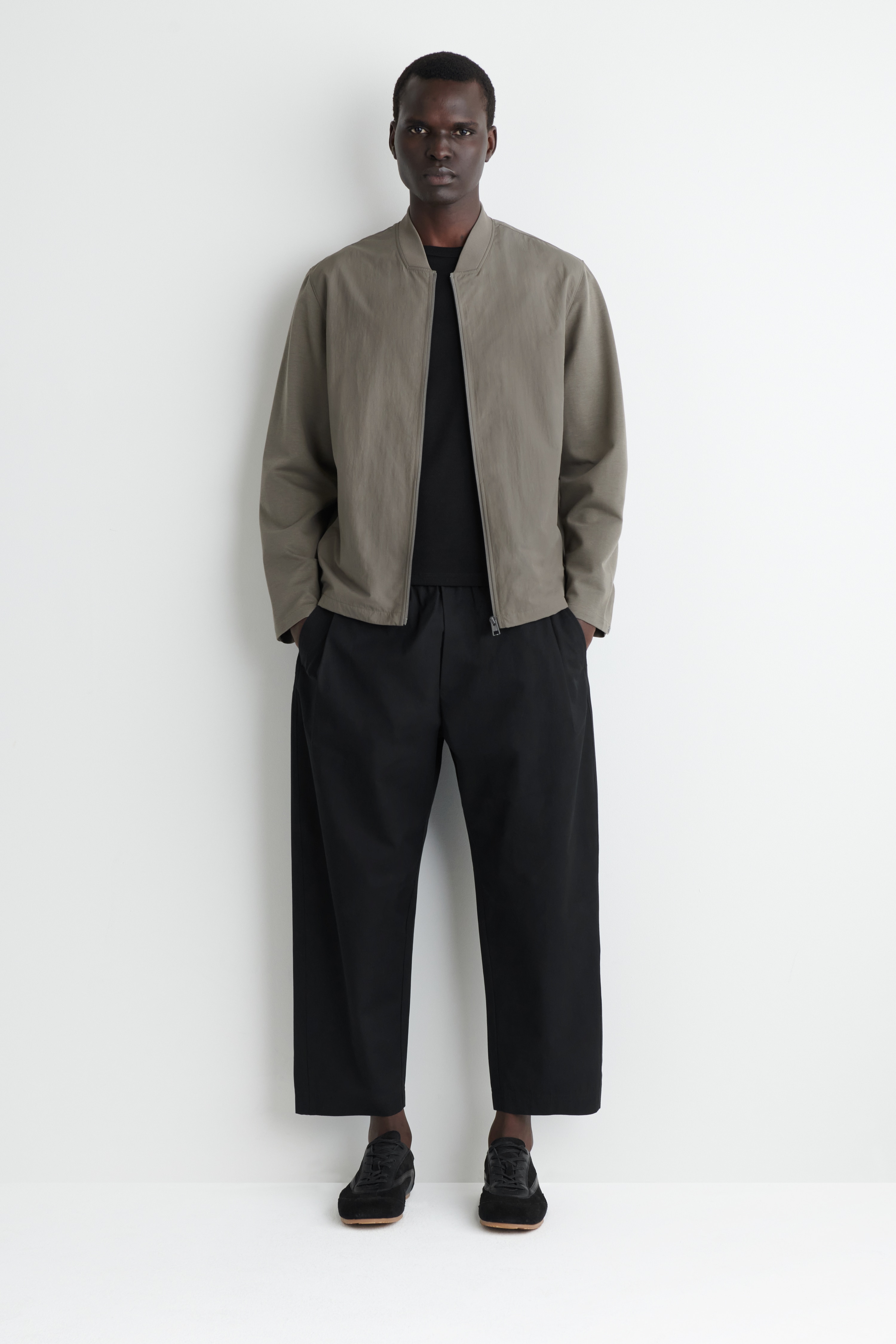 BOMBER CON PANNELLI IN NYLON - GRIGIO-MARRONE/NERO