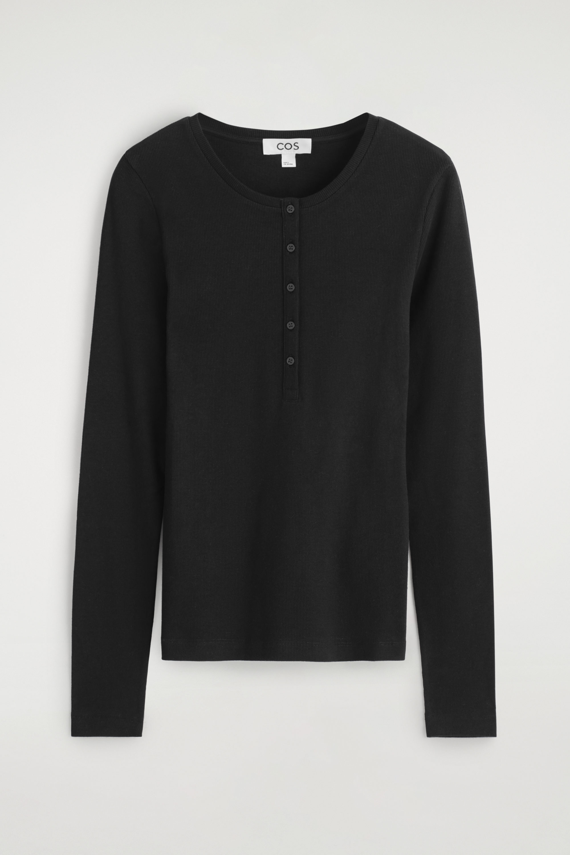 LONG-SLEEVED HENLEY TOP - BLACK | COS
