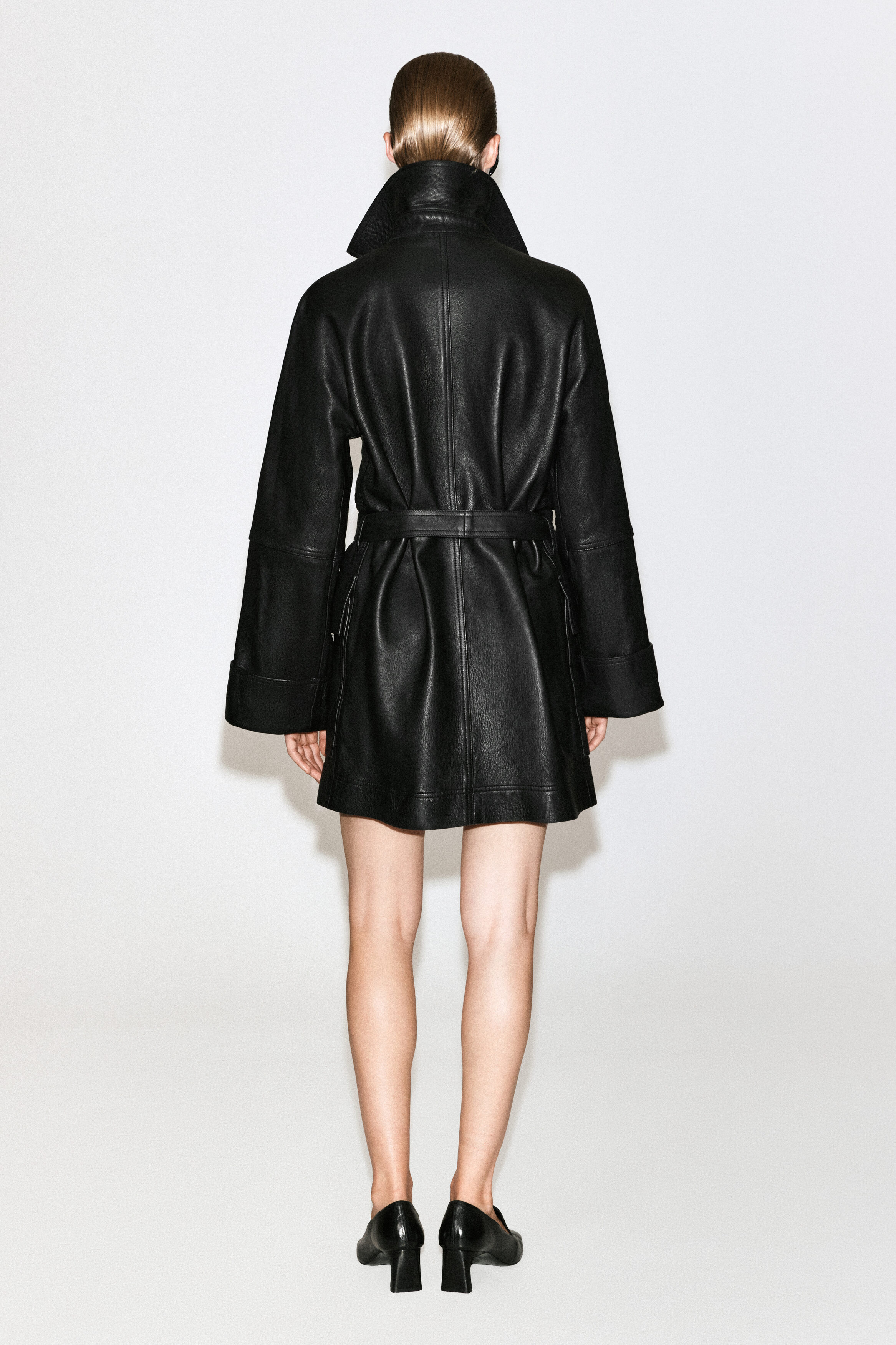 BELTED LEATHER WORKWEAR JACKET - thumbnail 4