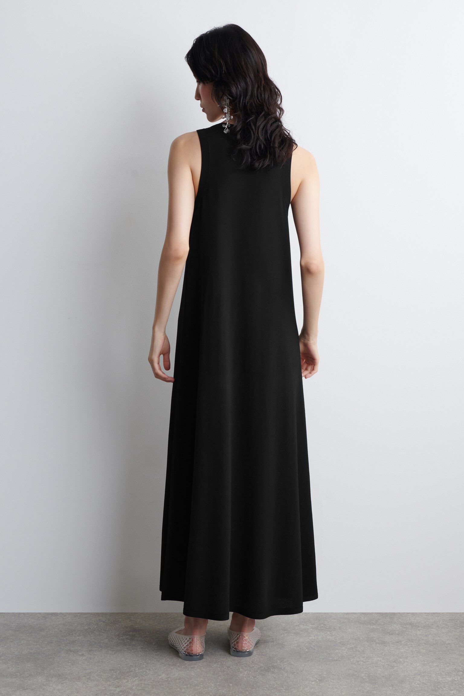ROBE MIDI SANS MANCHES EN MAILLE - NOIR/ROUGE PROFOND - 5