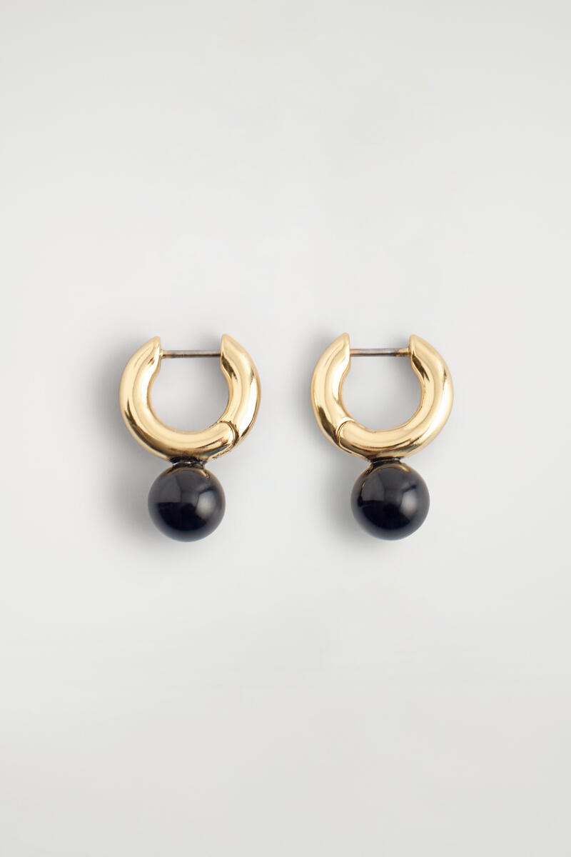 Cos Beaded Huggie Hoop Earrings In Gold