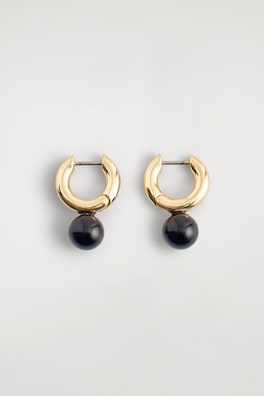 BEADED HUGGIE HOOP EARRINGS — GOLD 3