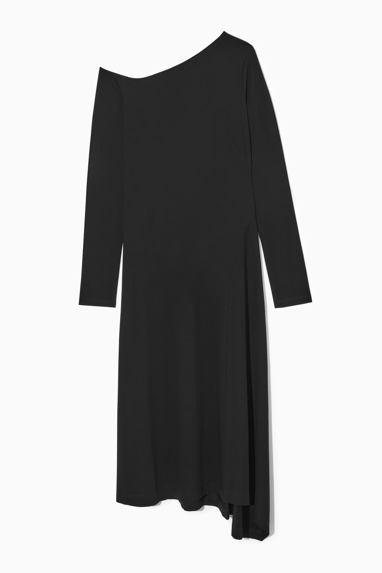 Asymmetric Off-Shoulder Midi Dress - Black main image 1