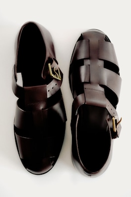 LEATHER FISHERMAN SANDALS — DARK BROWN 3