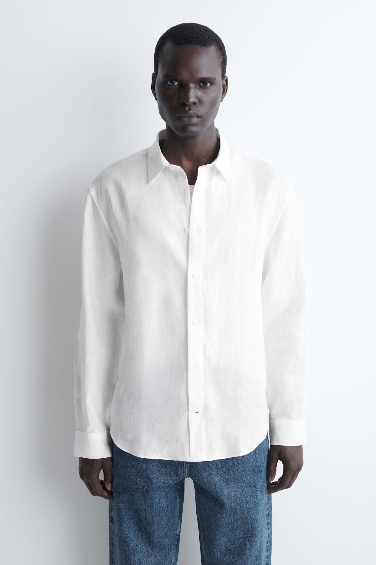 RELAXED LINEN SHIRT — WHITE