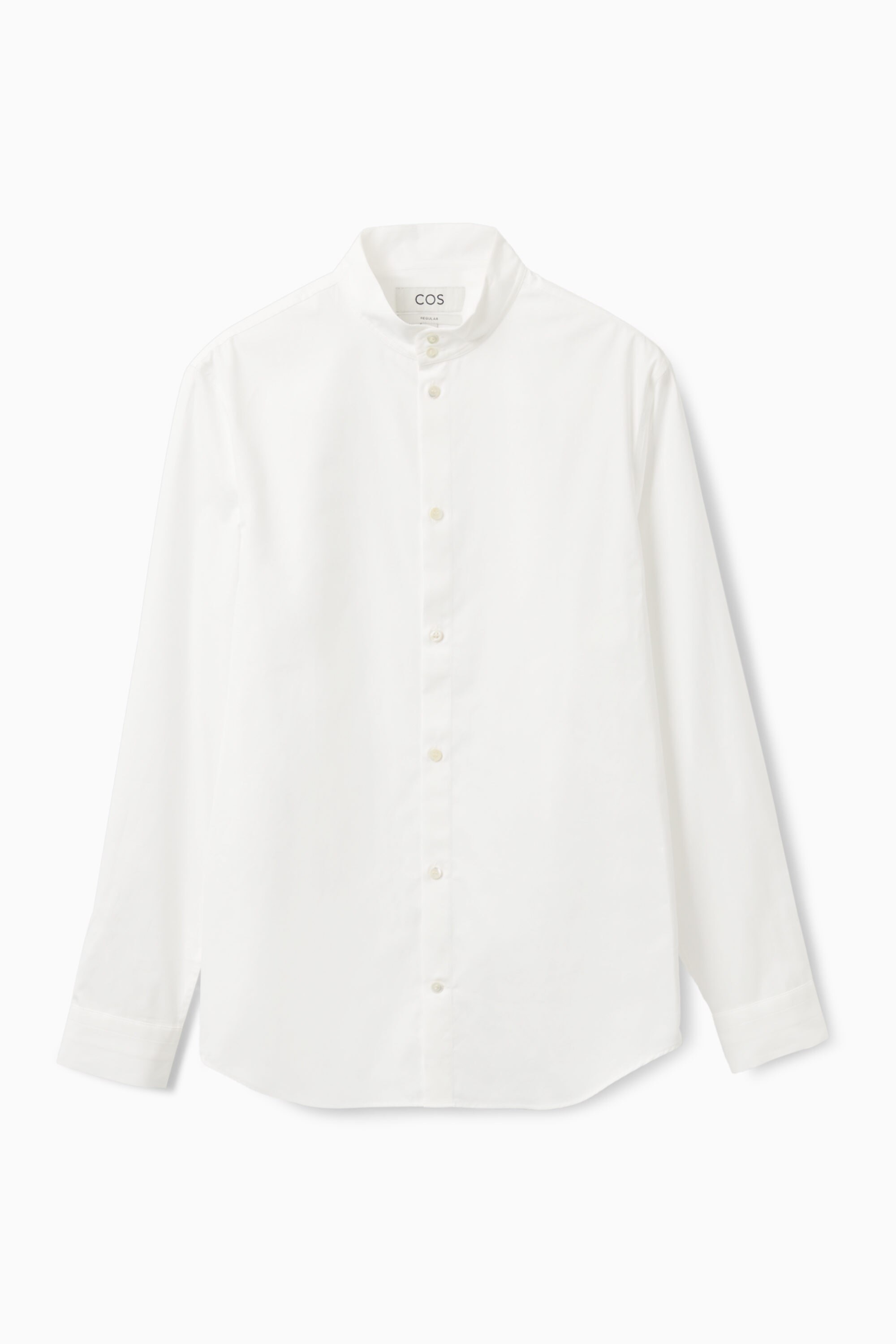 REGULAR-FIT GRANDAD-COLLAR SHIRT - WHITE | COS
