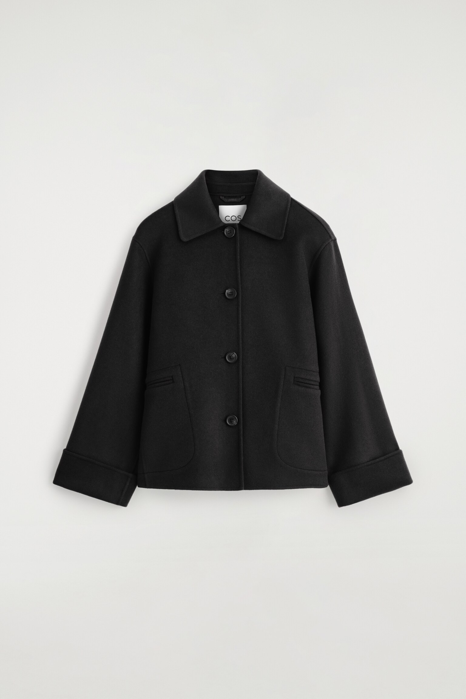 DOUBLE-FACED WOOL SHORT JACKET - BLACK/DARK BROWN - 2