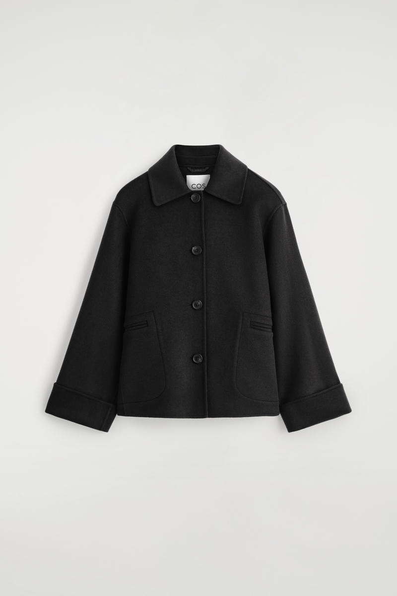 Cos Double-faced Wool Jacket In Black