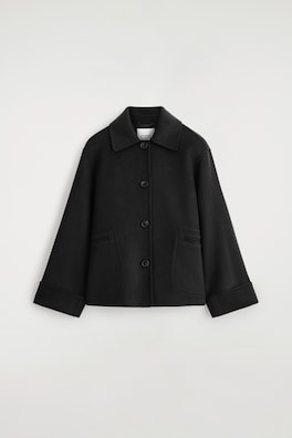 DOUBLE-FACED WOOL SHORT JACKET — BLACK 3
