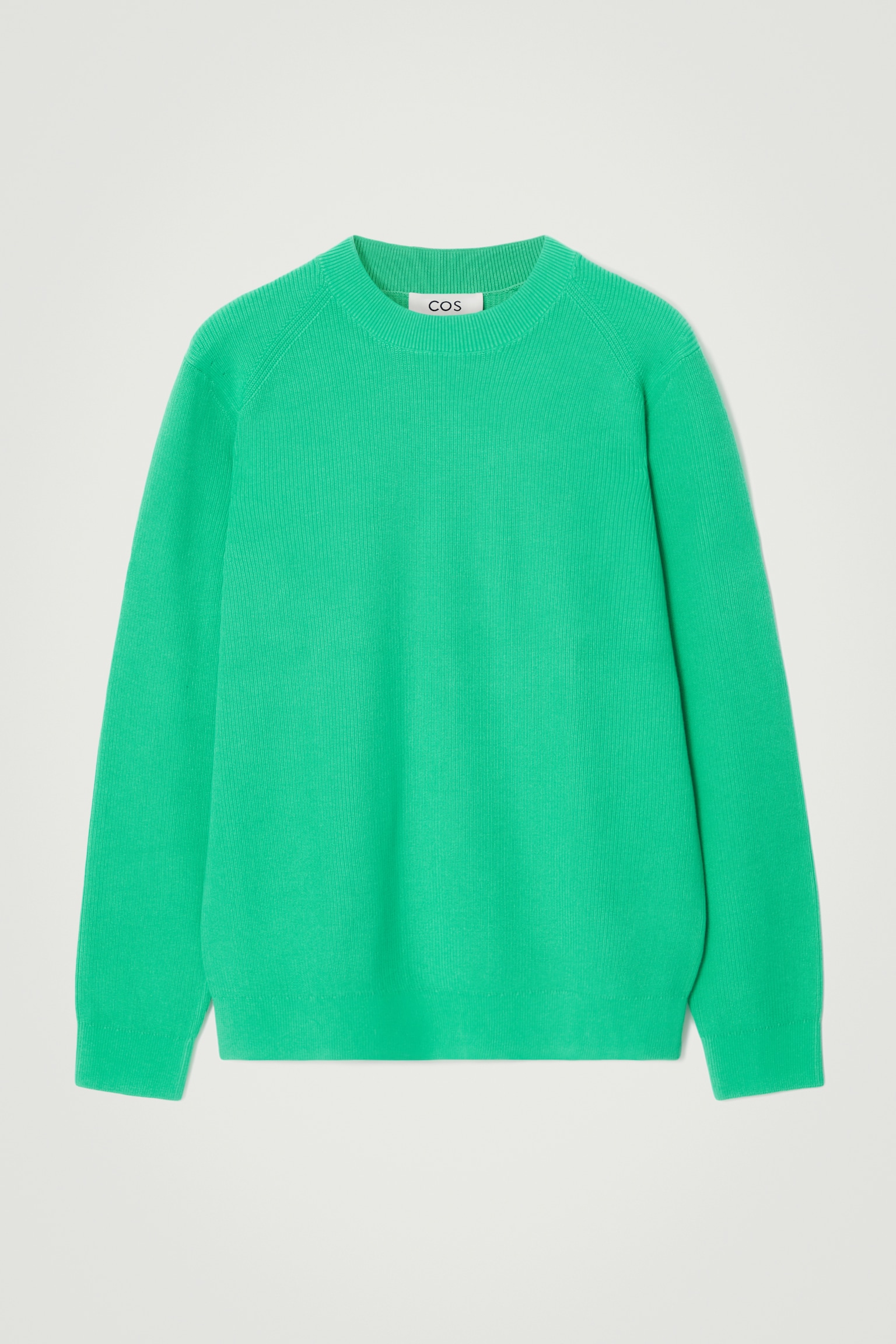 REGULAR RIBBED-KNIT COTTON JUMPER - BRIGHT GREEN/NAVY