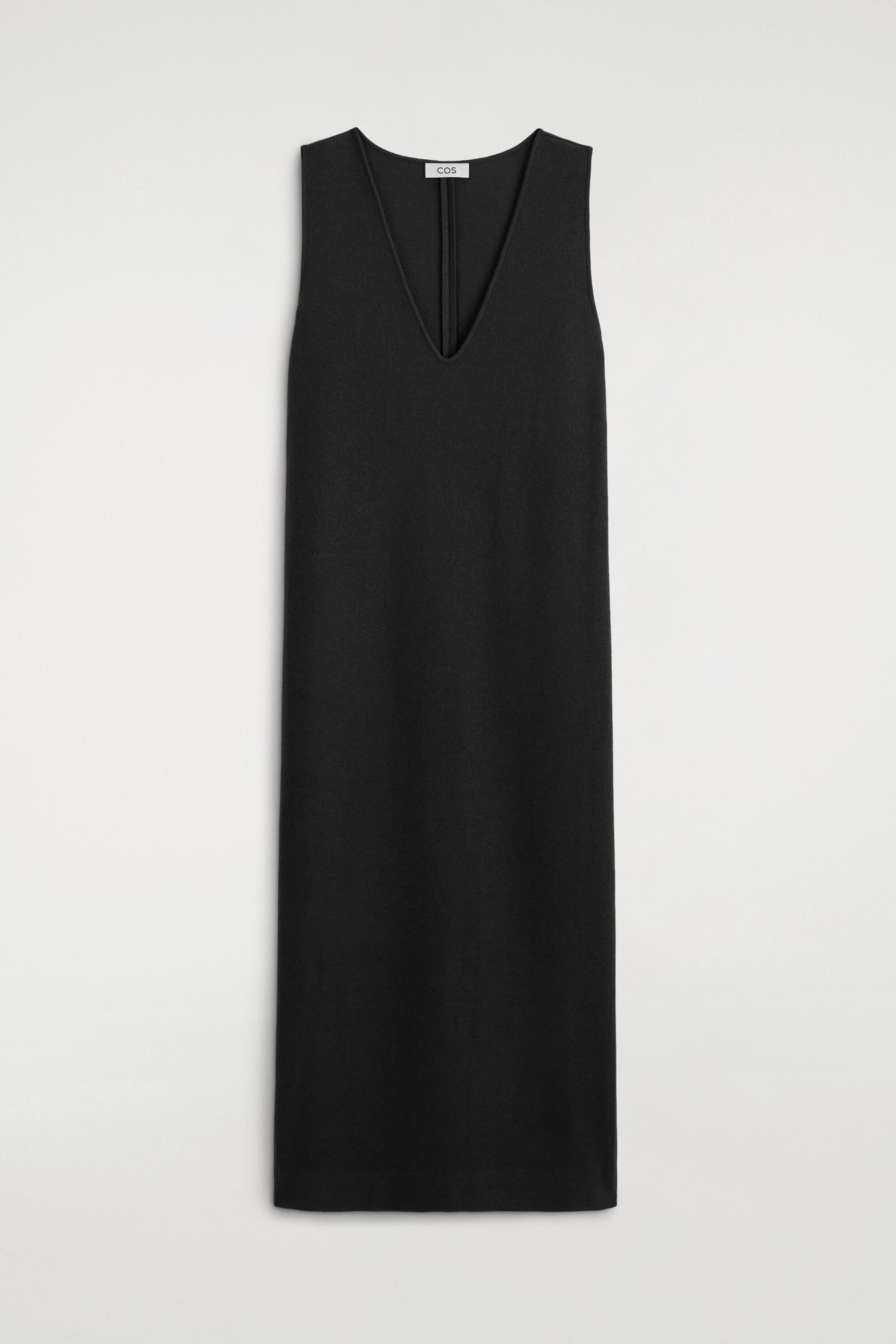 BOILED WOOL-BLEND V-NECK MIDI DRESS