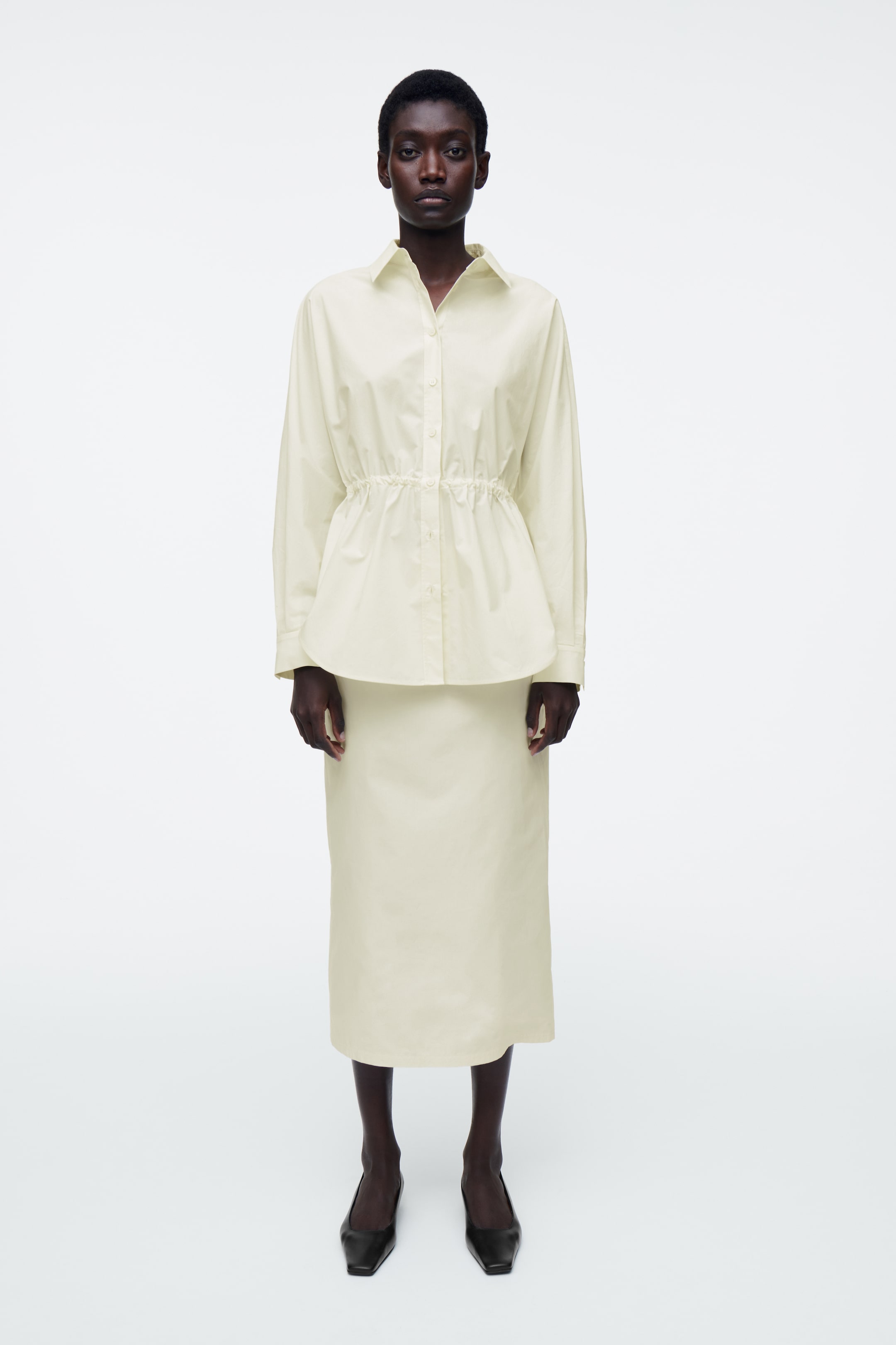 View larger image: COTTON DRAWSTRING MIDI SKIRT - BUTTERMILK - Ladies | H&M GB 1