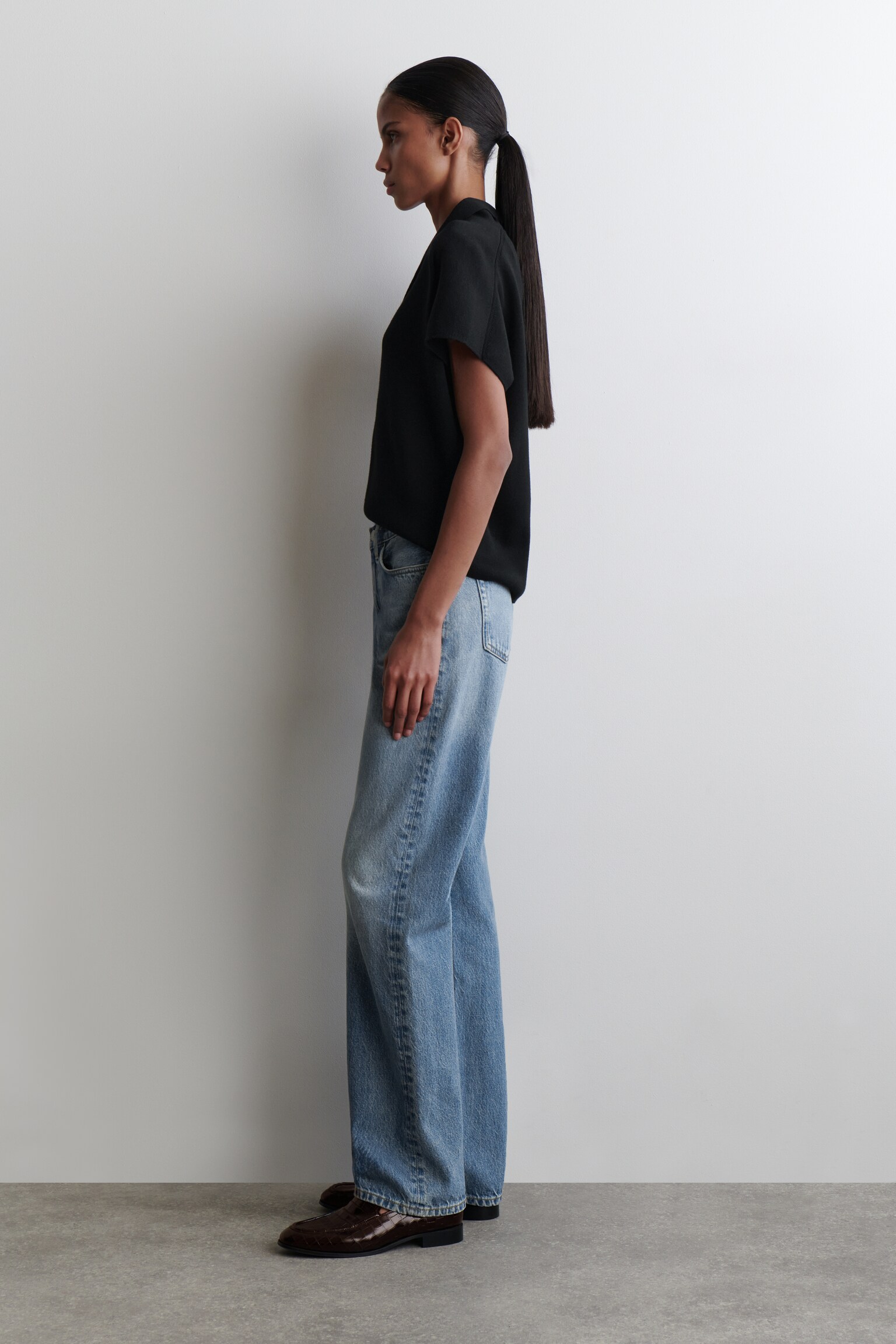 REPRISE STRAIGHT-LEG JEANS - FADED BLUE/DARK INDIGO/DARK BROWN - 3