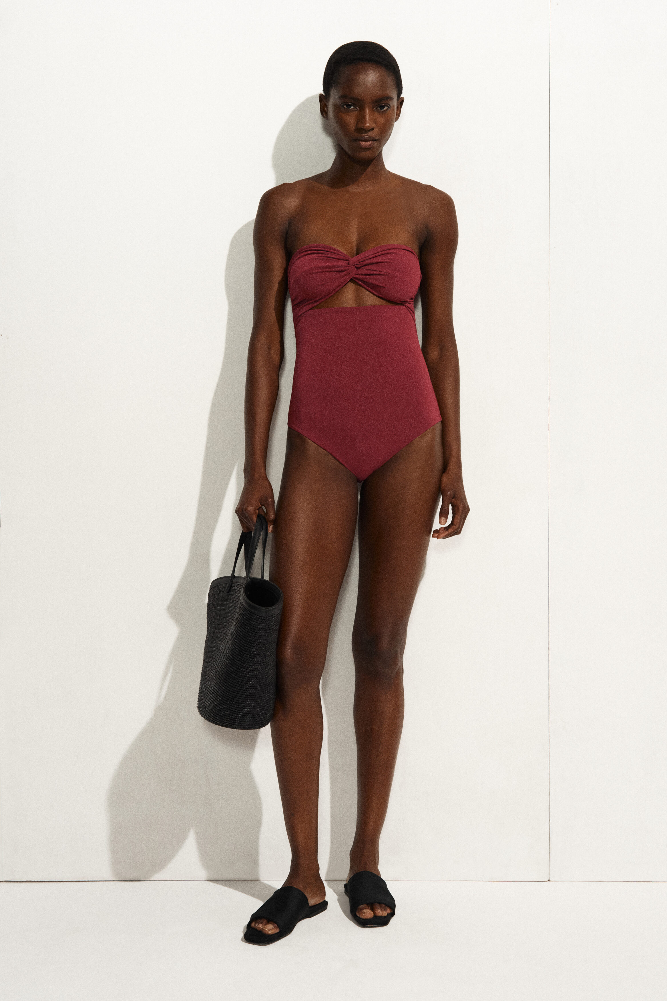 【fetico】 CUT-OUT TWISTED SWIMSUIT TWISTED TEXTURED CUTOUT SWIMSUIT - RUST | COS NL