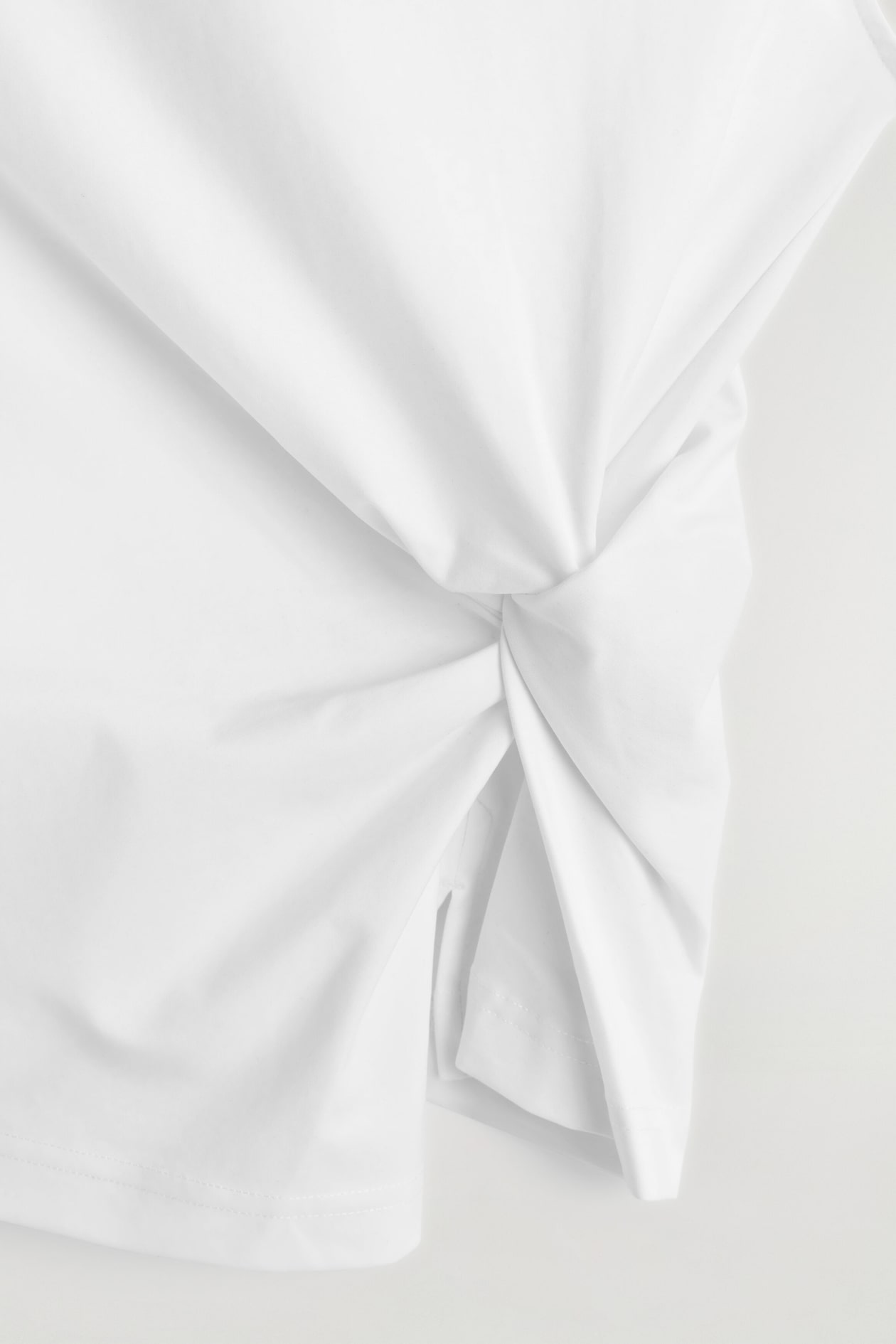 TWIST-DETAIL JERSEY TOP — WHITE