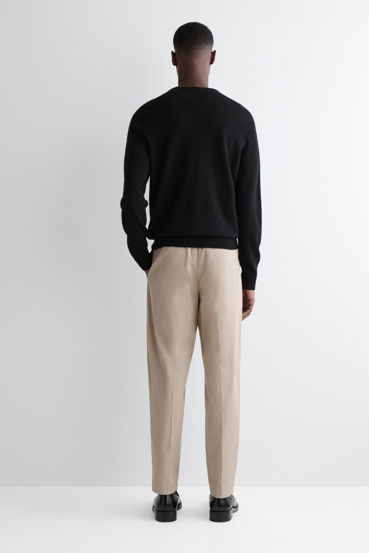 COTTON STRAIGHT-LEG CHINOS - BEIGE/BLACK - 4