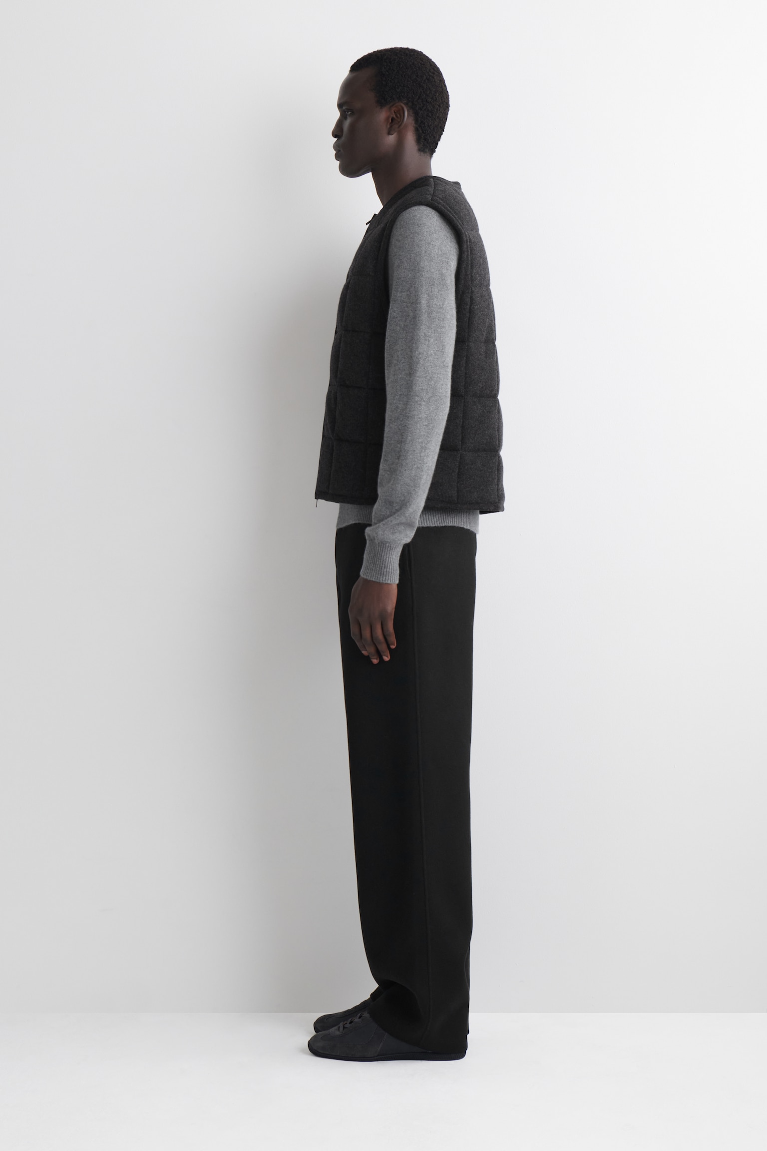 GESTEPPTE STRICKWESTE AUS MERINOWOLLE - ANTHRAZITGRAU MELIERT - 6