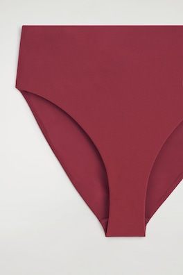 TEXTURED HIGH-WAISTED BIKINI BRIEFS — RUST 4