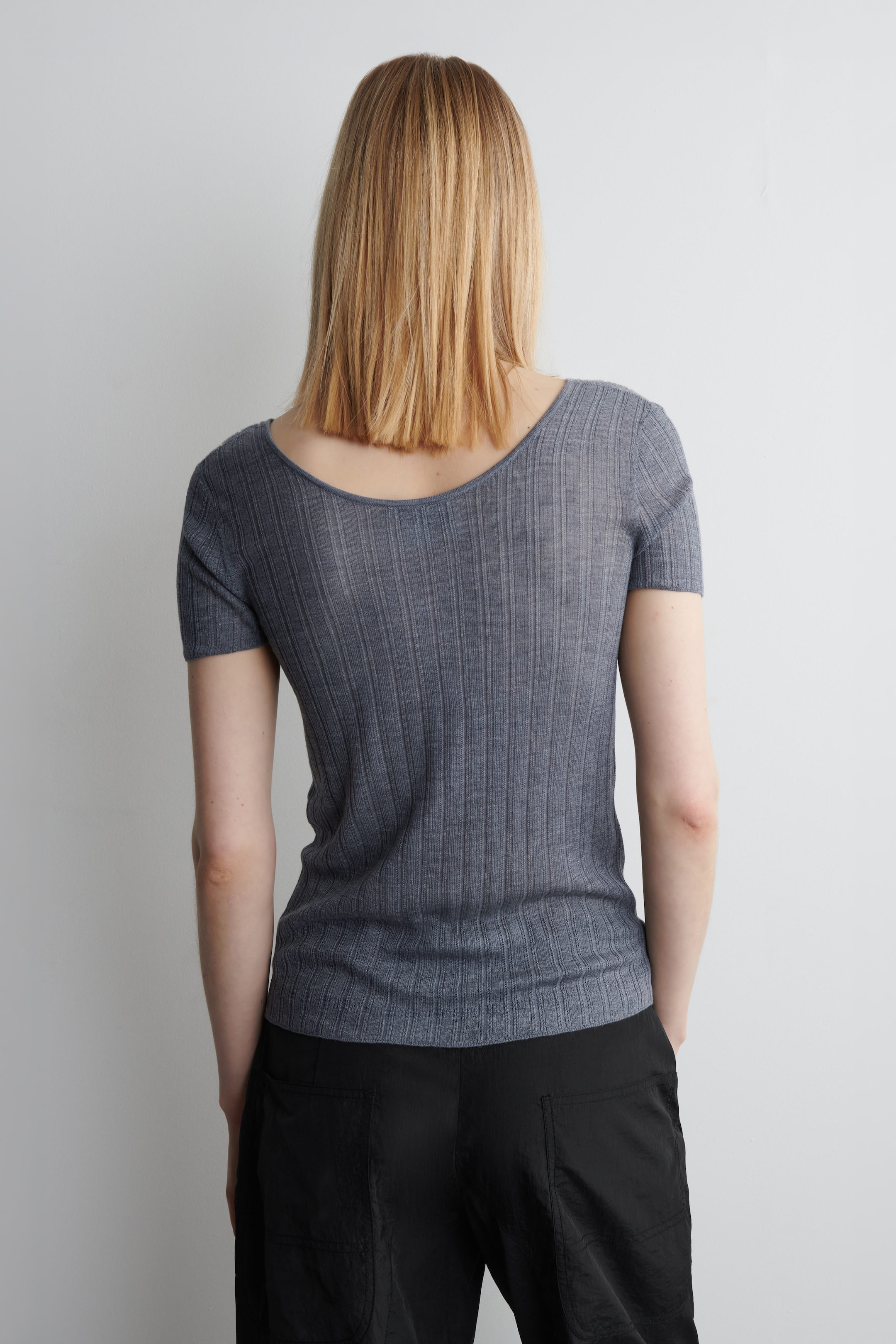 RIBBED-KNIT SILK T-SHIRT