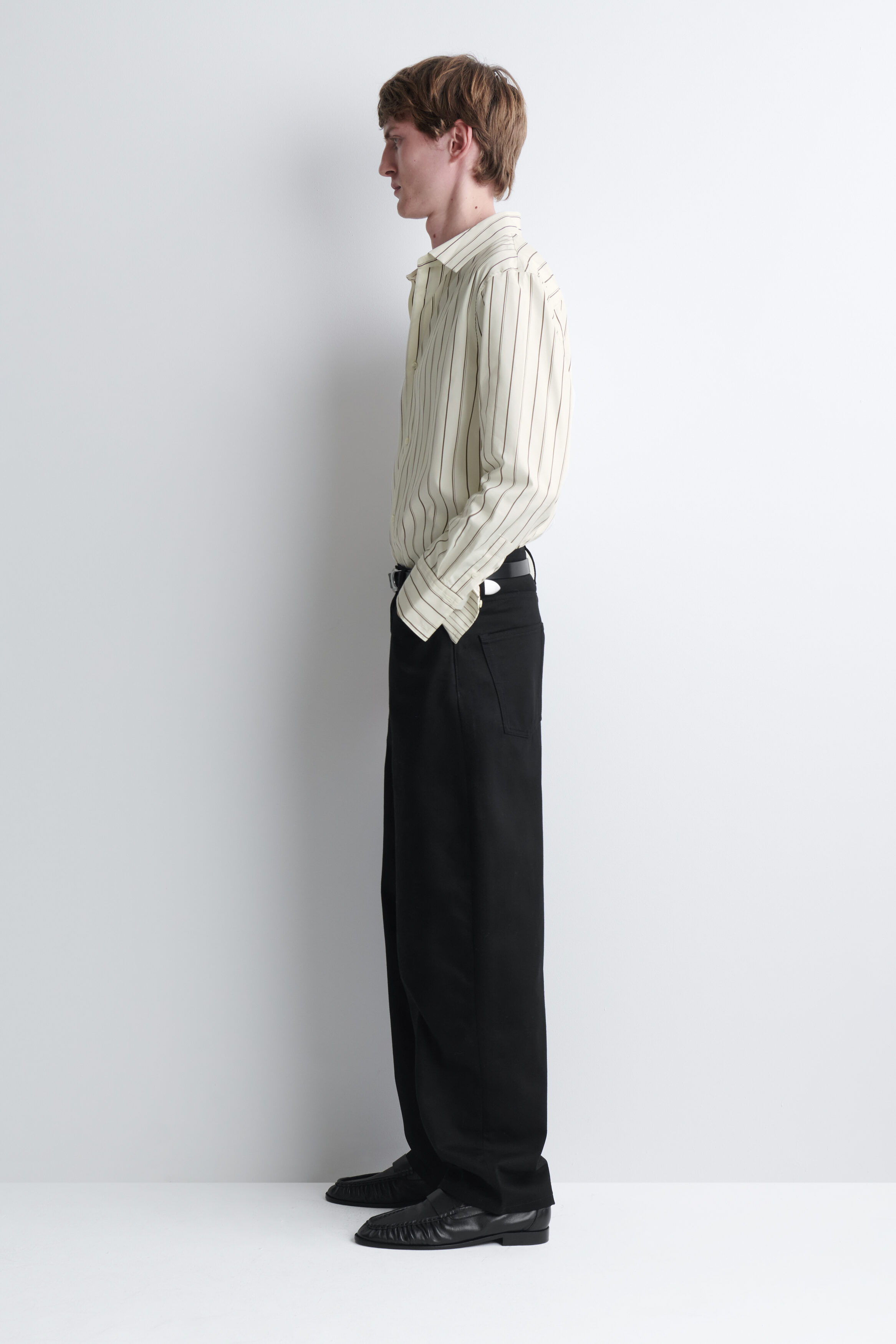 STRIPED STRUCTURED COTTON-SILK SHIRT - thumbnail 4