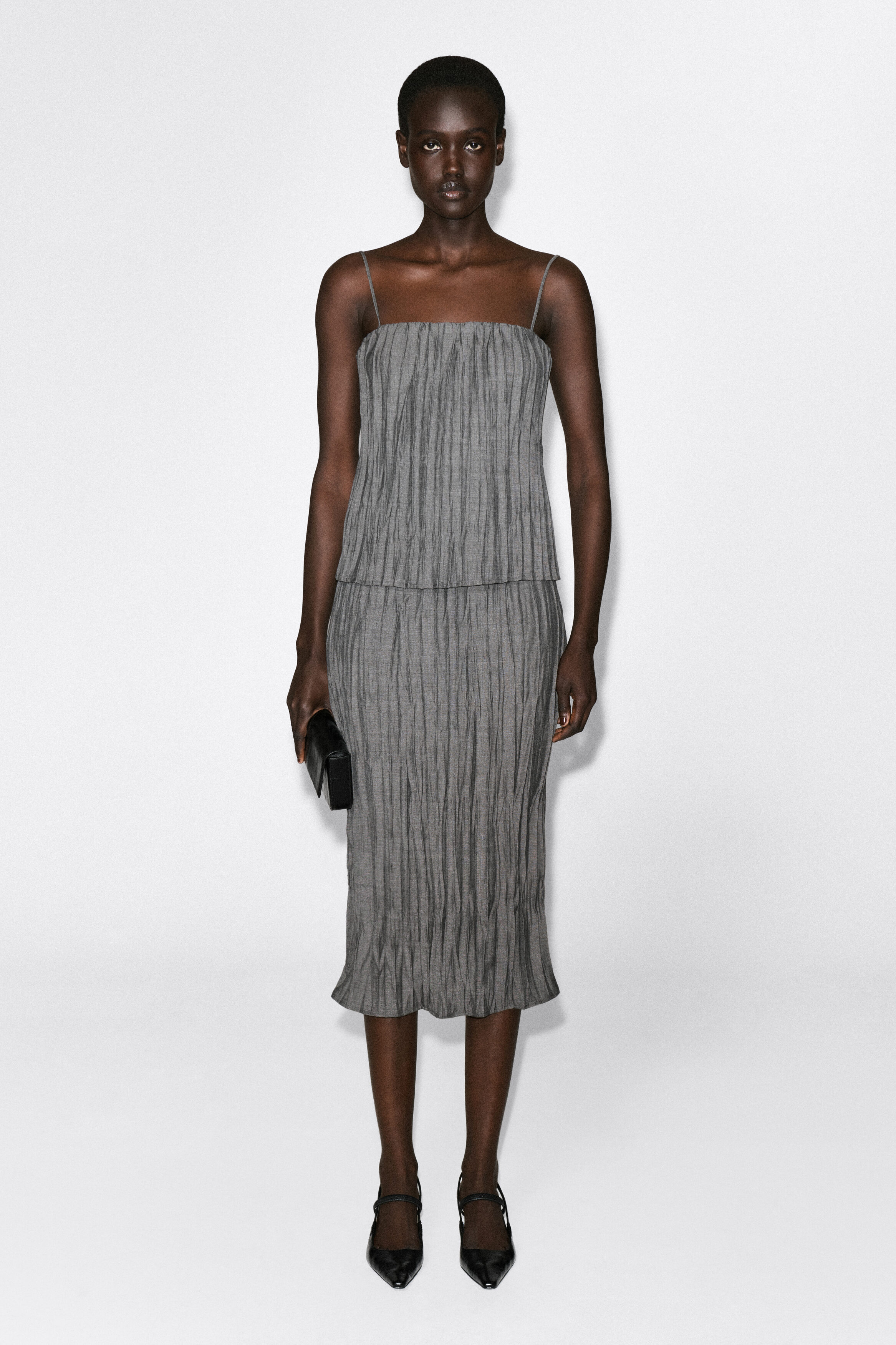 CRUSHED-PLEAT MIDI SKIRT - angle 1