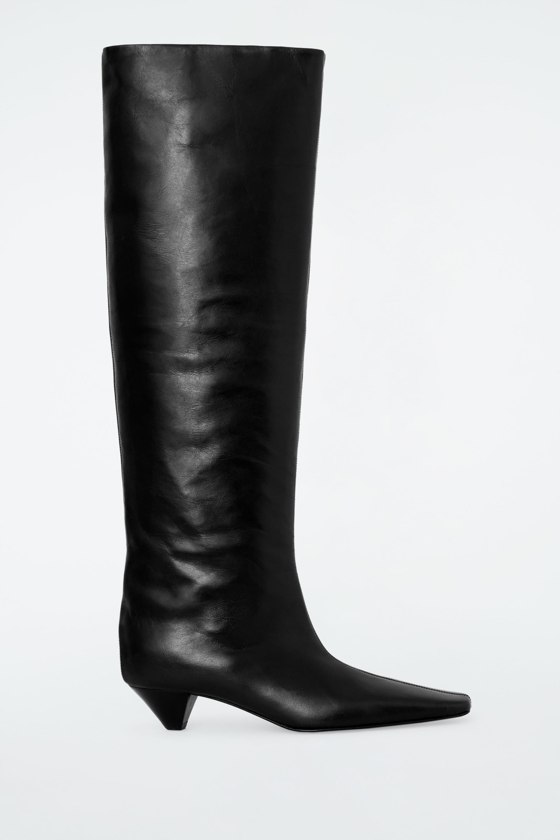 SLOUCHED LEATHER KNEEHIGH BOOTS