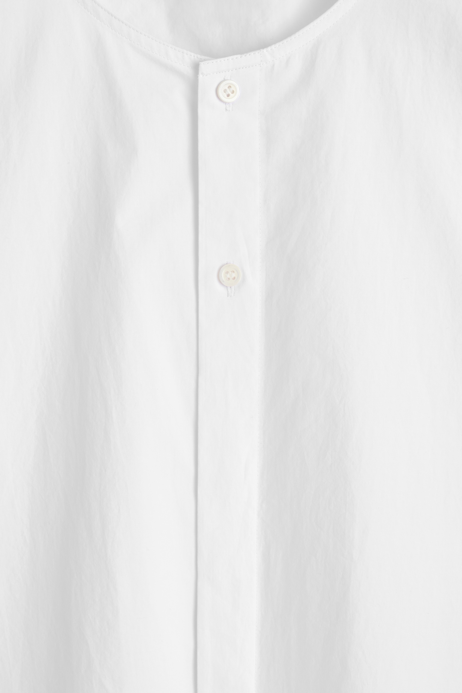 COLLARLESS PIMA COTTON SHIRT - WHITE/NAVY - 8
