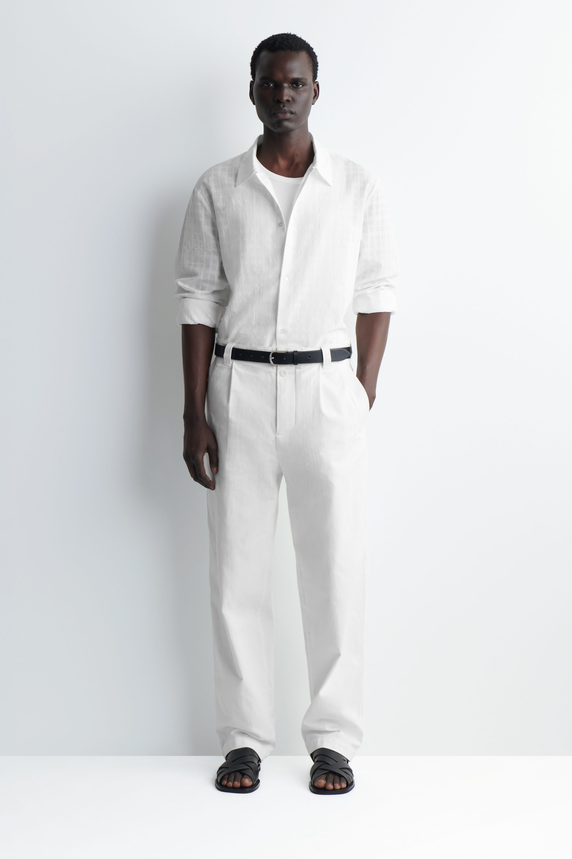 CHECKED COTTON-JACQUARD SHIRT - WHITE | COS DK