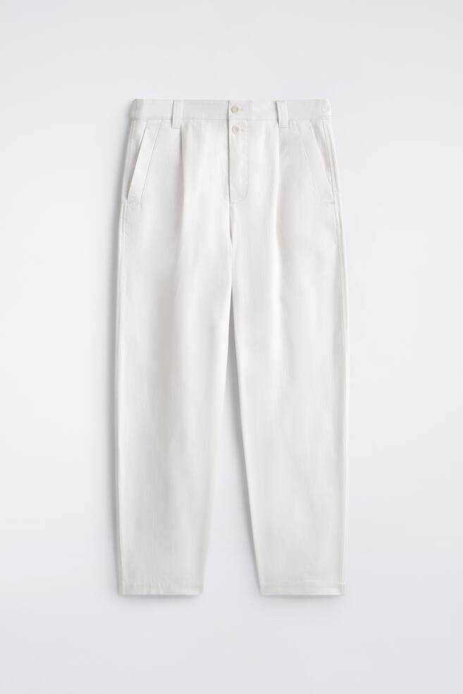 DENIM-HERRINGBONE RELAXED-FIT TAPERED TROUSERS - WHITE - 1