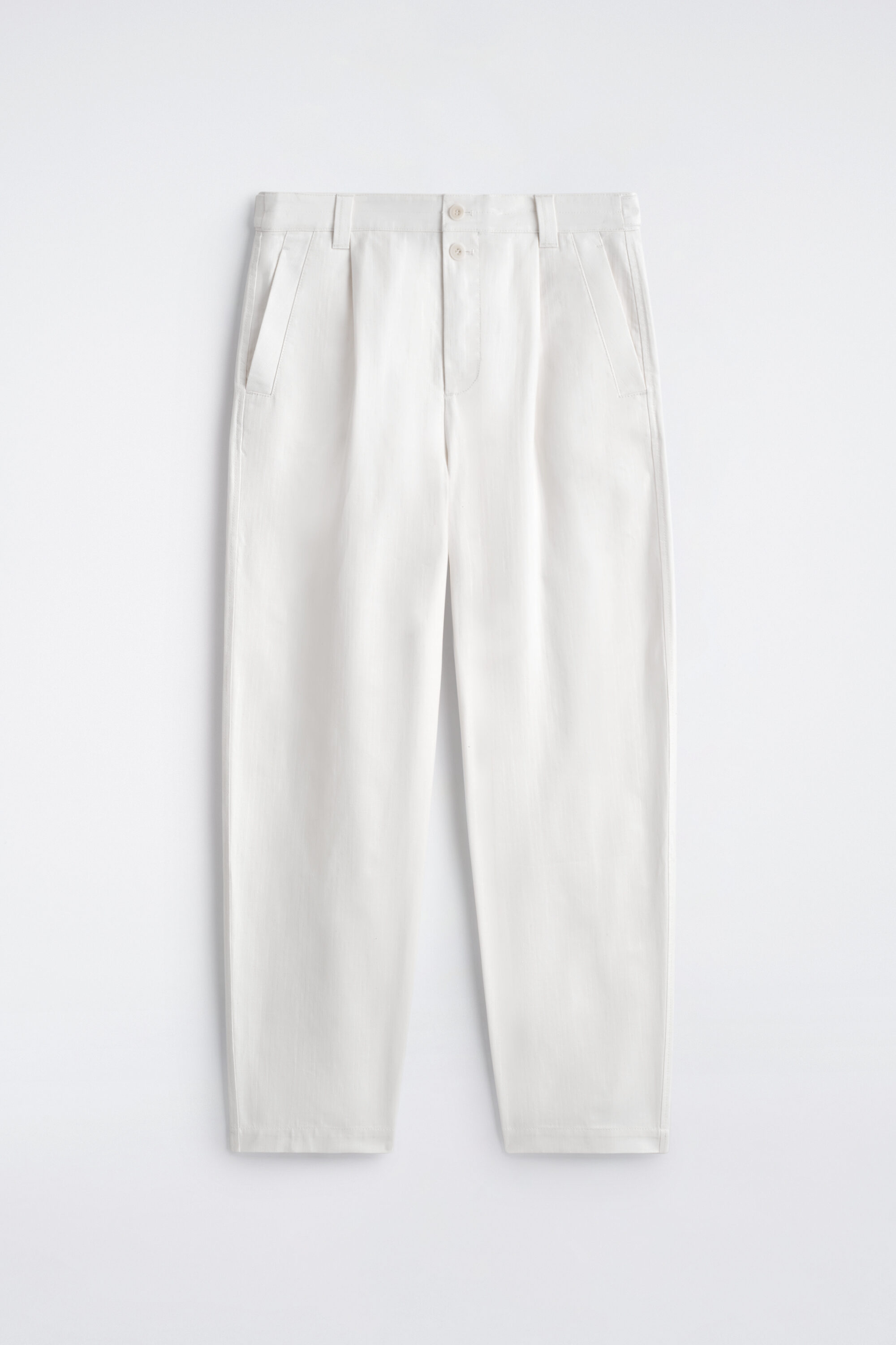 パンツ G&F Co.- HERRINGBONE TROUSER _ WHITE DENIM-HERRINGBONE RELAXED-FIT TAPERED TROUSERS - WHITE | COS DK