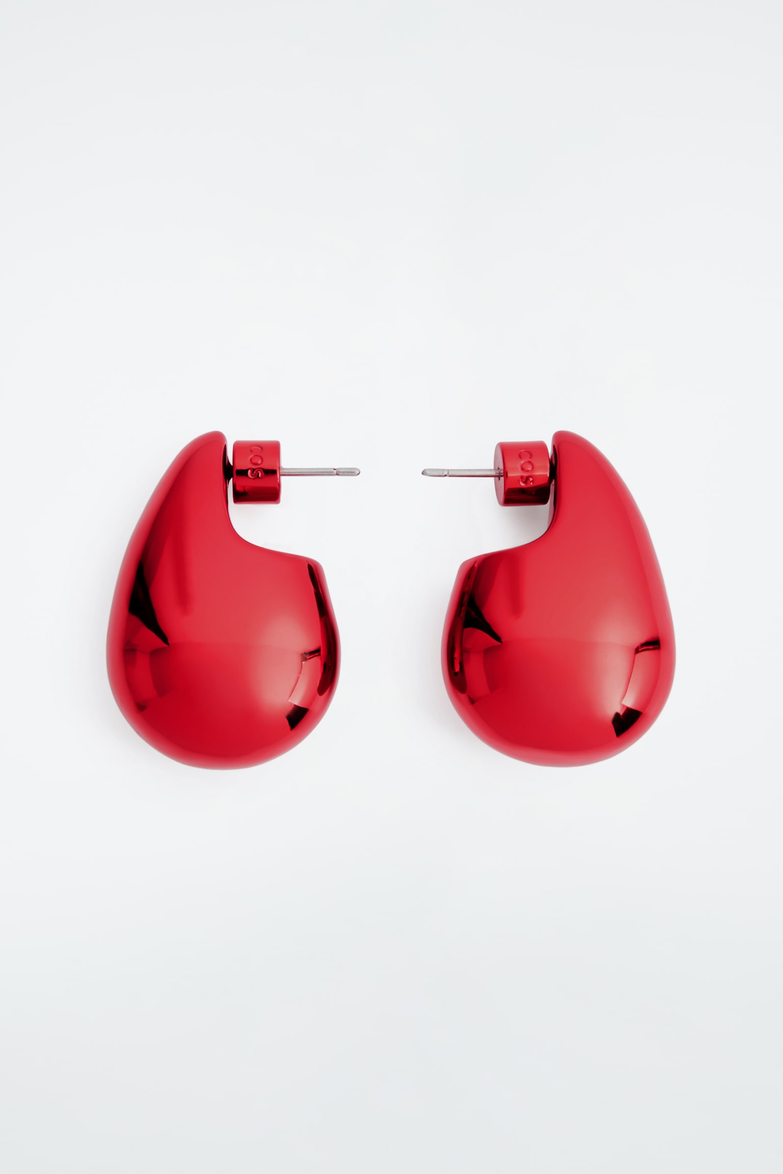 OVERSIZED CHUNKY DROPLET EARRINGS - RED