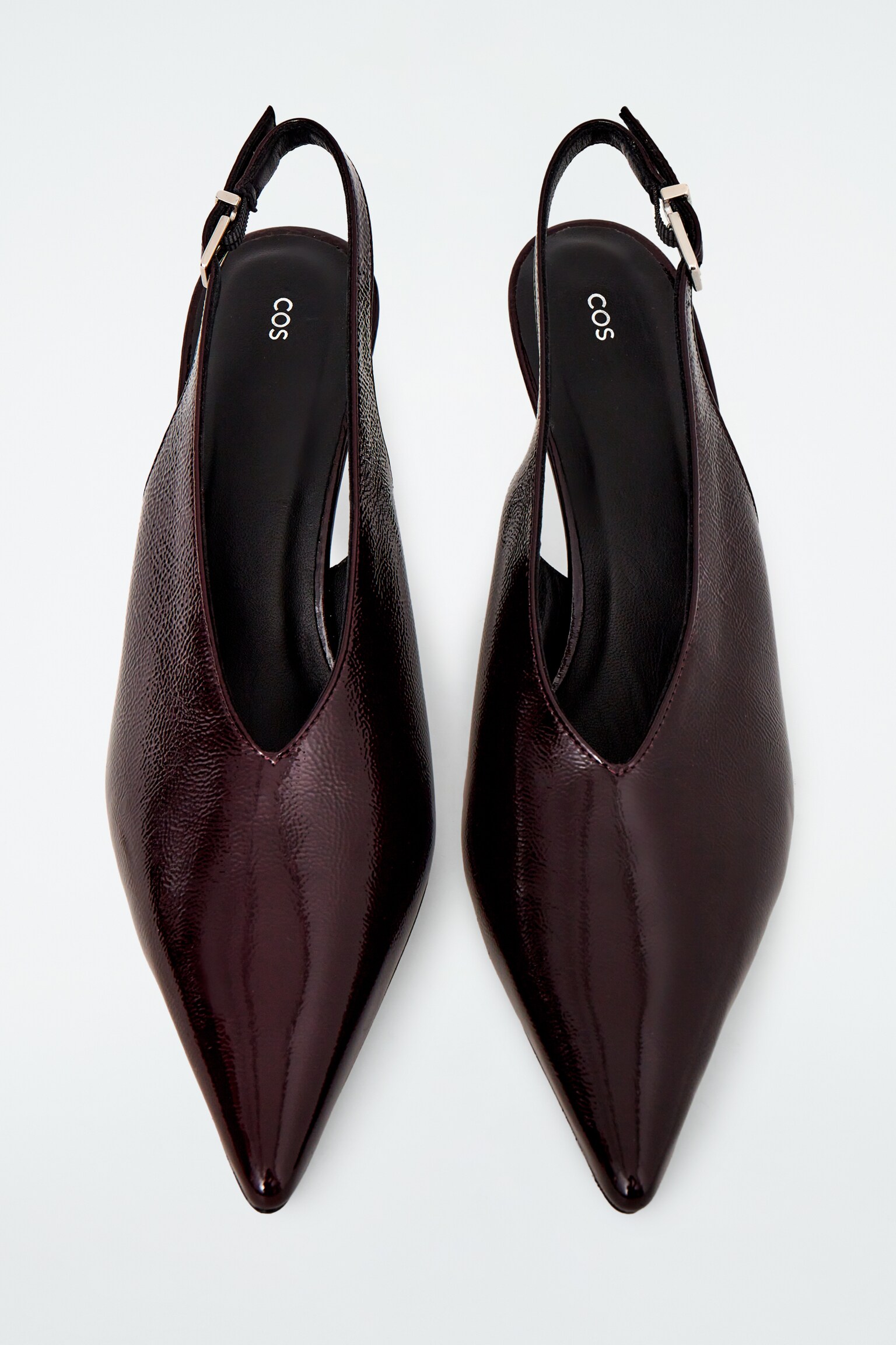 POINTED PATENT-LEATHER SLINGBACK PUMPS - BURGUNDY - 3