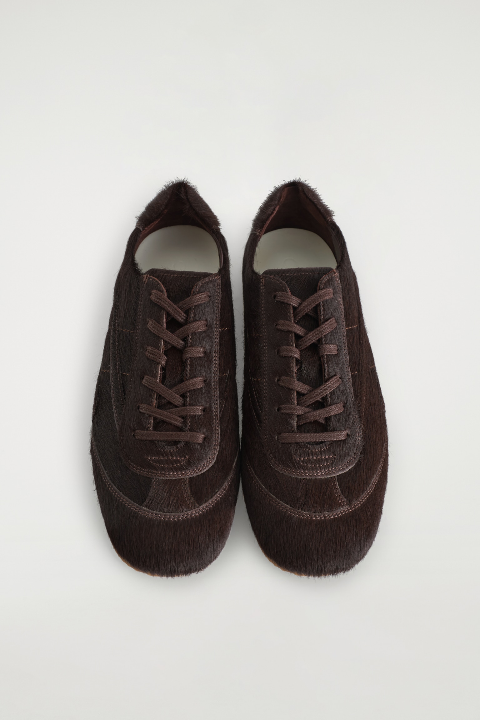 BASKETS MINIMALISTES EN CUIR POILS DE PONEY - CHOCOLAT - 5