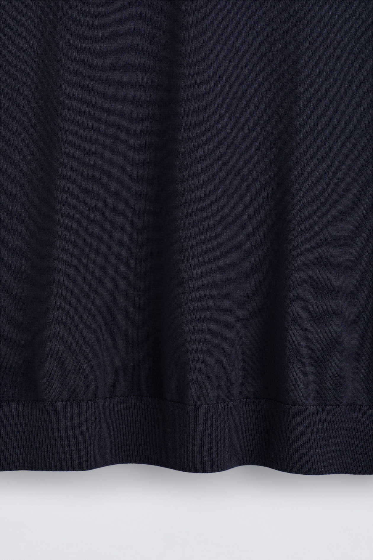 OPEN-COLLAR MERINO WOOL POLO SHIRT — NAVY