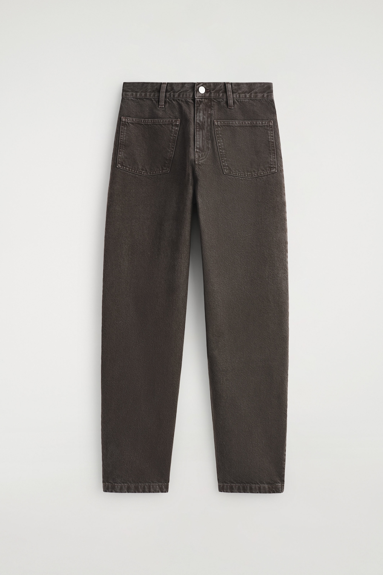 PATCH-POCKET STRAIGHT-LEG JEANS — BROWN