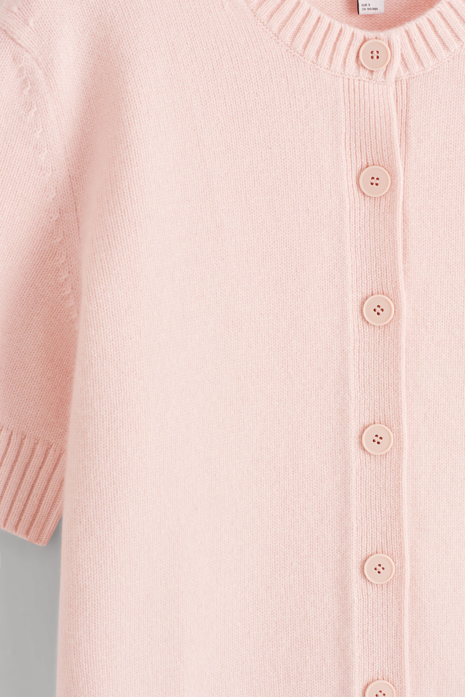 MERINO WOOL SHORT-SLEEVED CARDIGAN - PINK/MOLE - 5