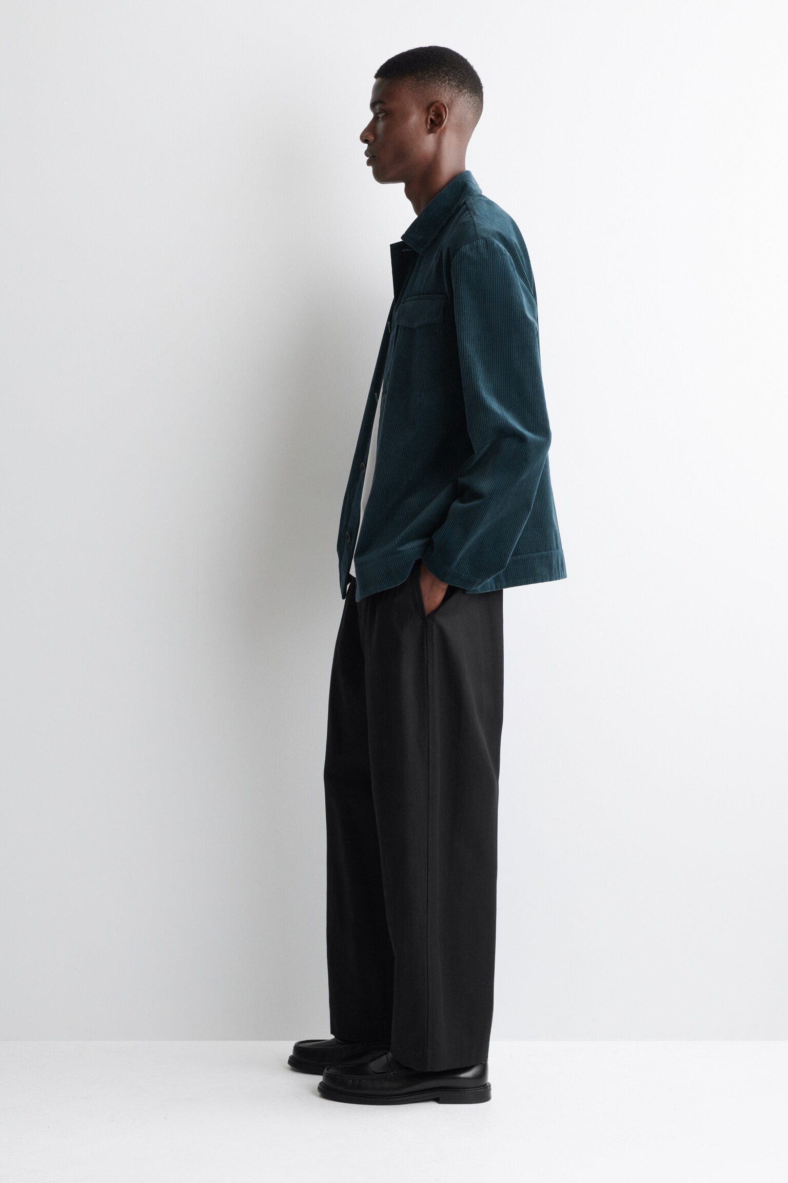 COTTON-CORDUROY OVERSHIRT - DARK TURQUOISE/BLACK - 8