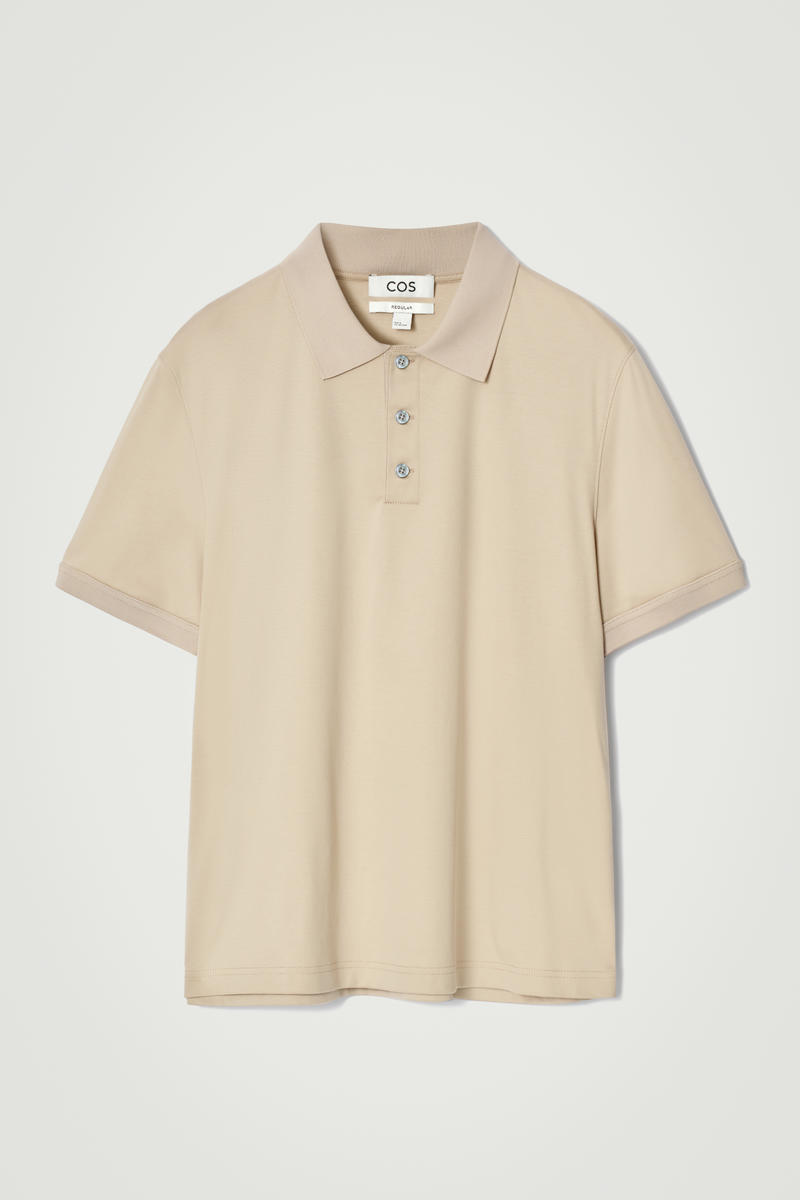 COS Regular-Fit Mercerised-Cotton Polo Shirt In Beige Men's Medium