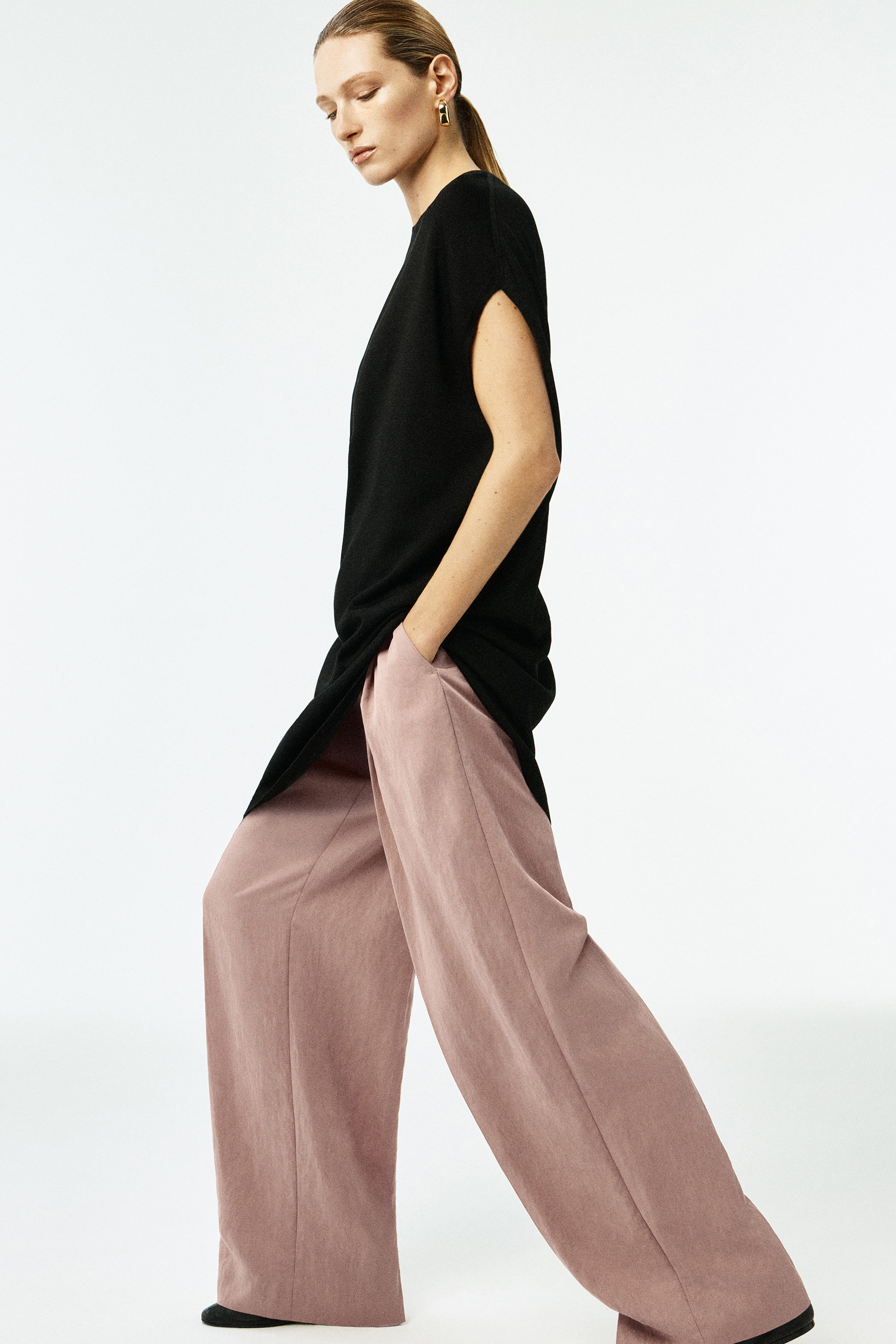 RELAXED FLUID WIDE-LEG PANTS - LIGHT PINK | COS