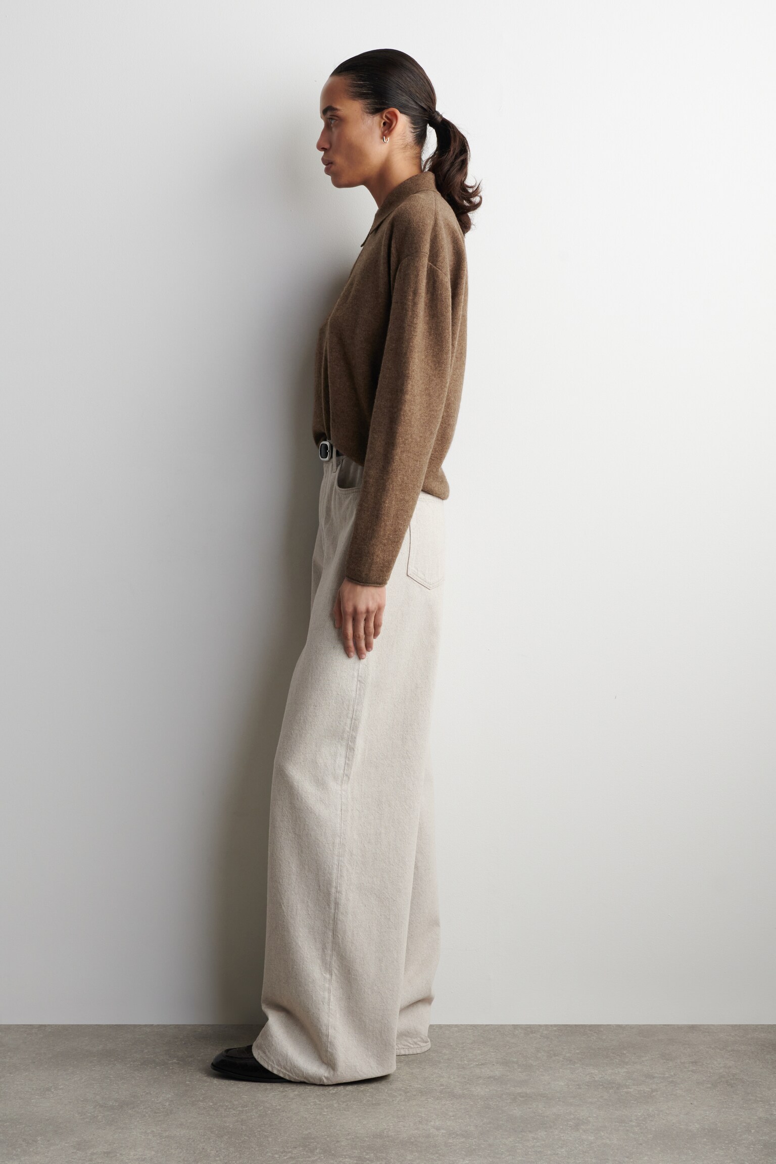 DIAL WIDE-LEG JEANS - LIGHT BEIGE - 3