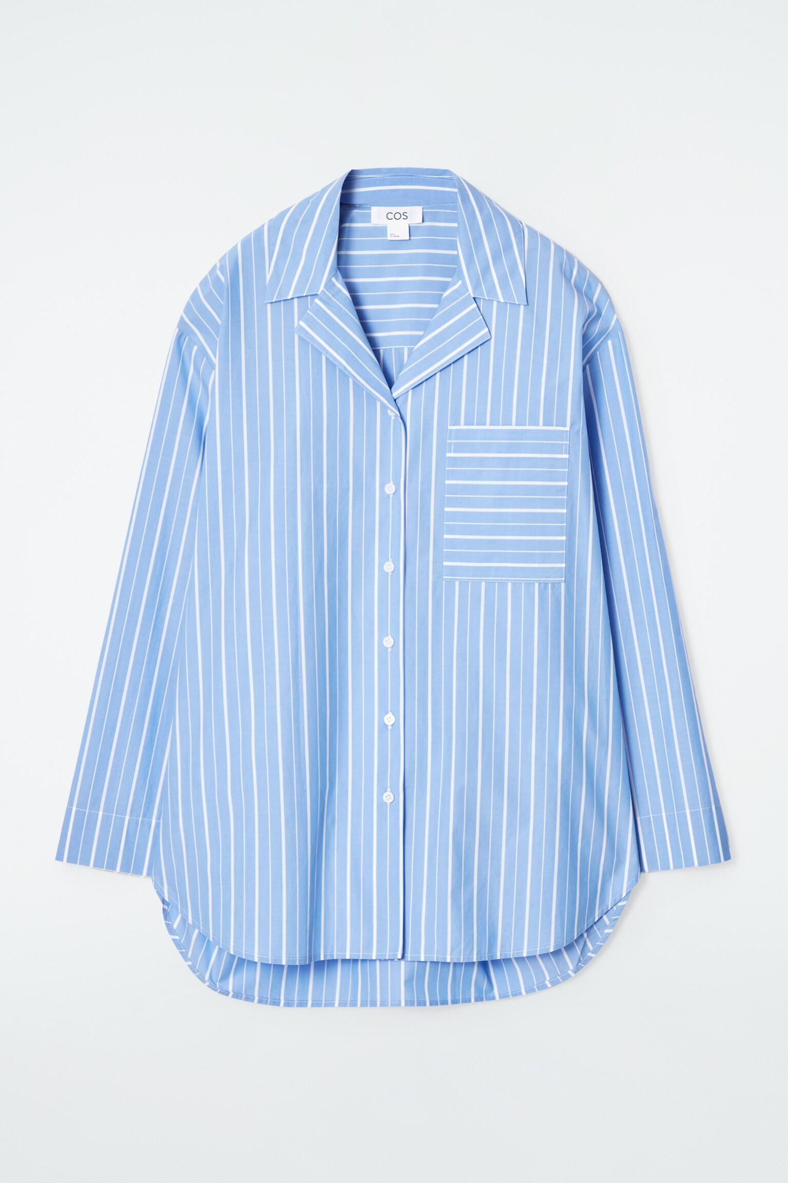 PINSTRIPED COTTON PYJAMA SHIRT - BLUE / PINSTRIPED