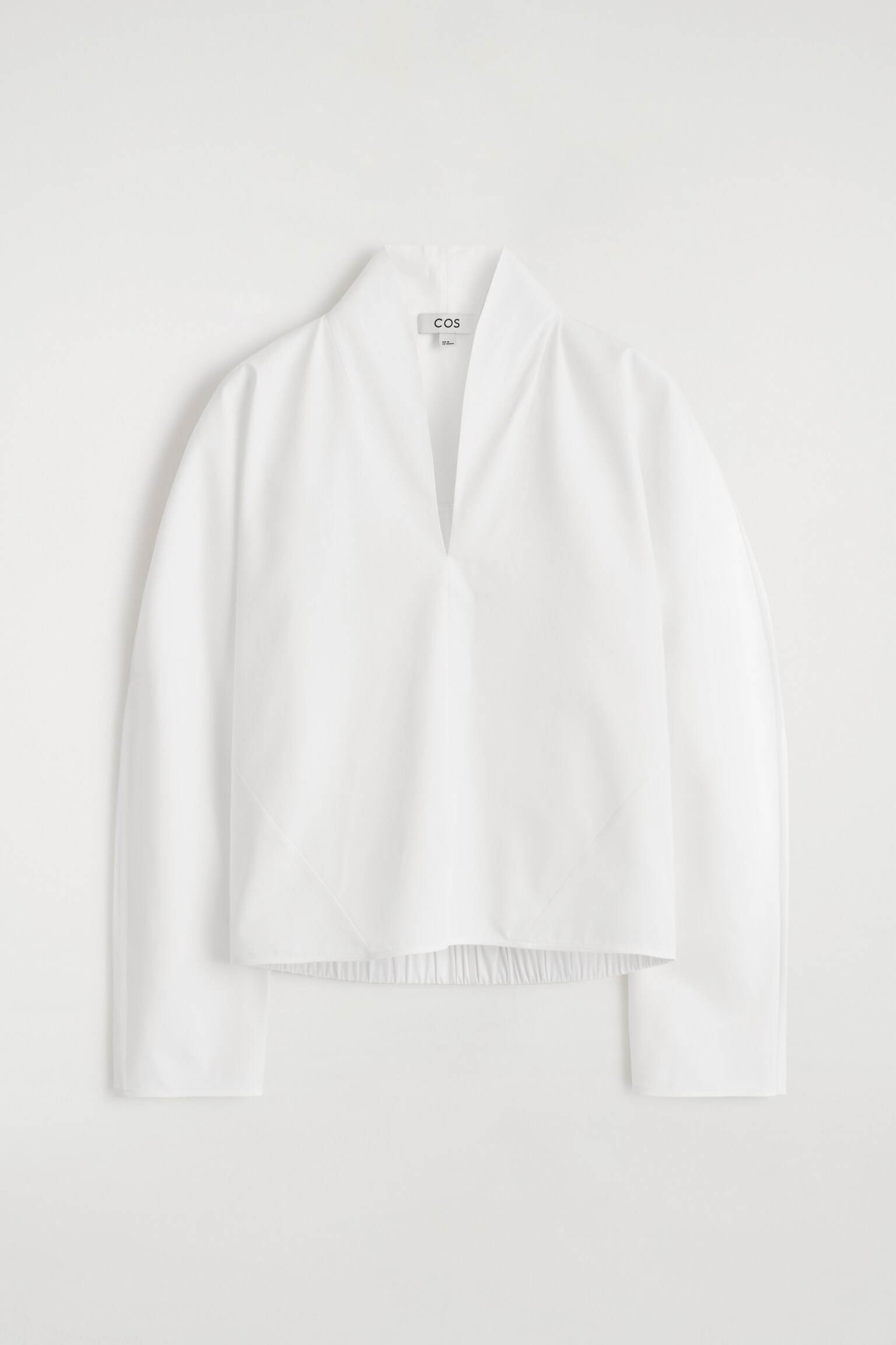 BAUMWOLLBLUSE MIT DRAPIERTEM KRAGEN - WEISS - 2