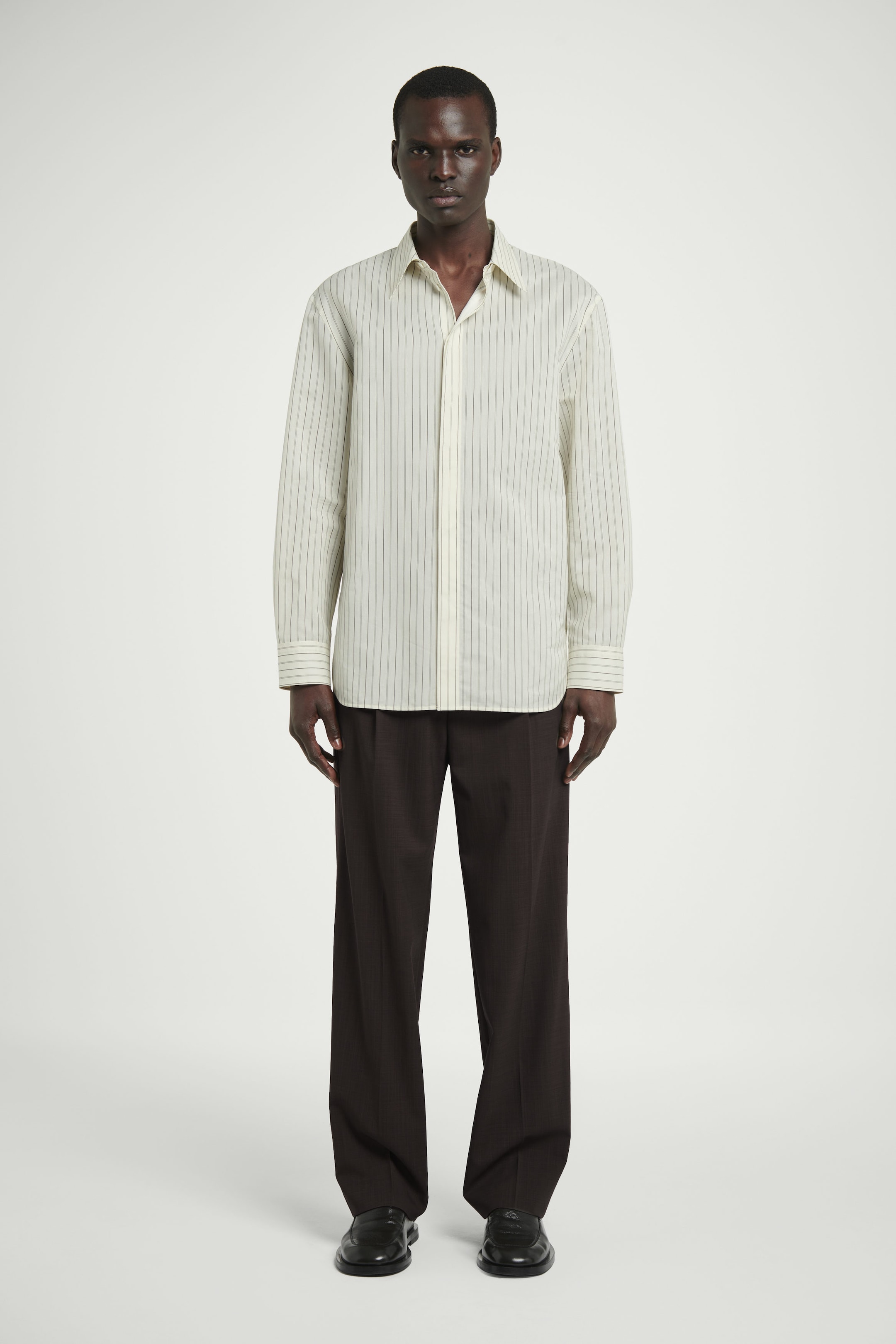 PINSTRIPED COTTONSILK SHIRT