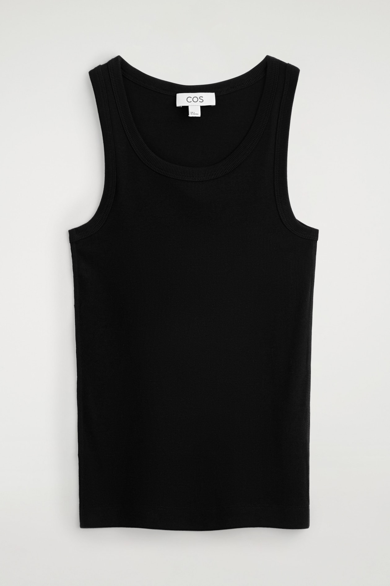 RIBBED COTTON TANK TOP — BLACK