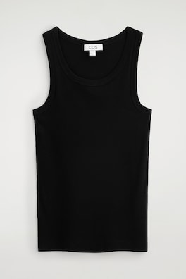 RIBBED COTTON TANK TOP — BLACK 10