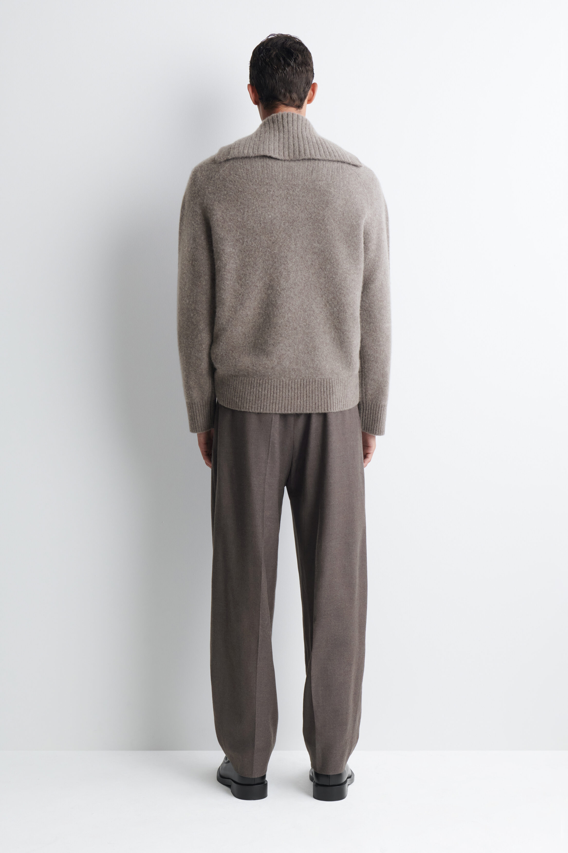 BUTTONED CASHMERE MOCK-NECK SWEATER - MOCHA | COS US
