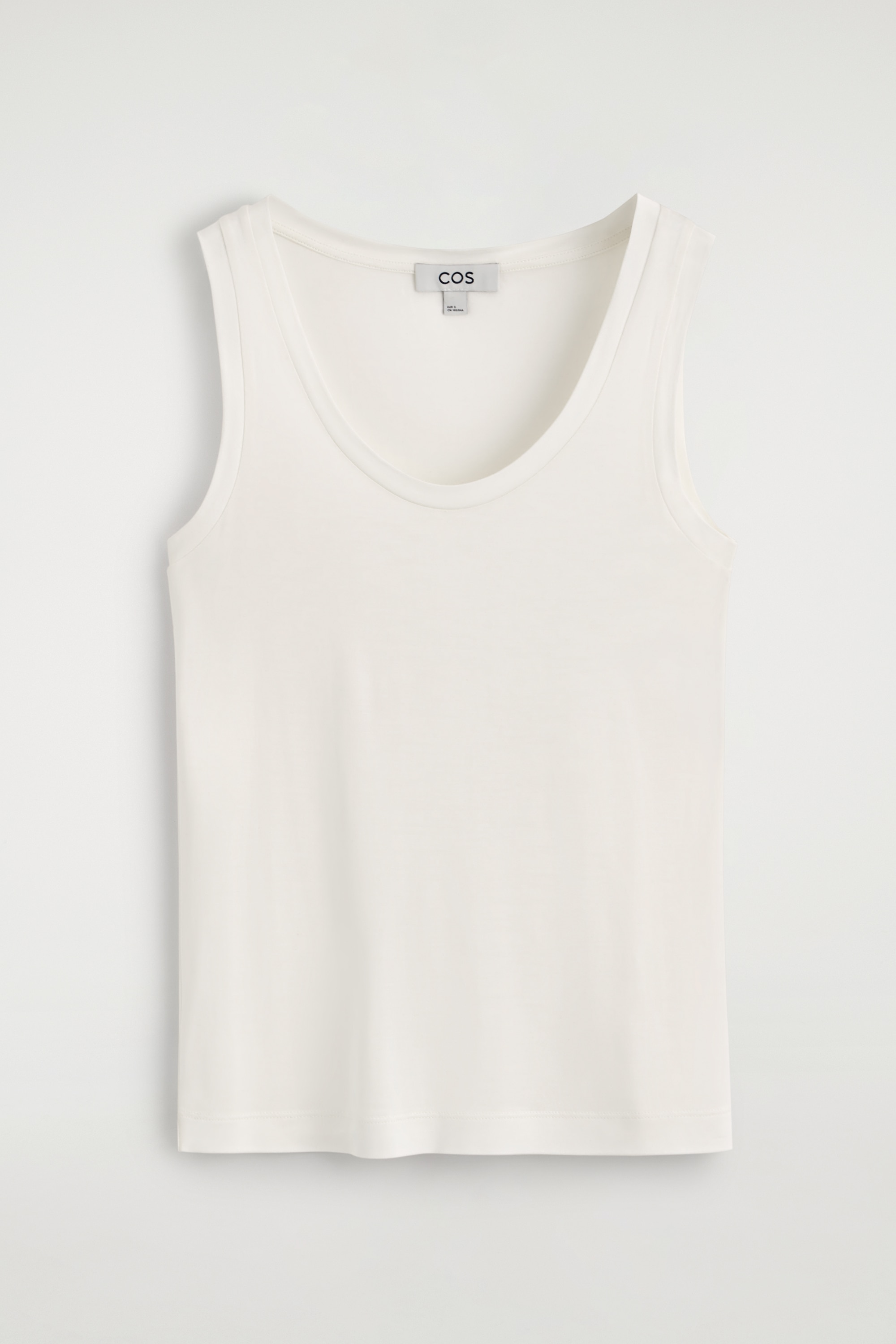 CANOTTA IN JERSEY DI SETA CON SCOLLO A U - BIANCO/MARRONE/BLU NAVY